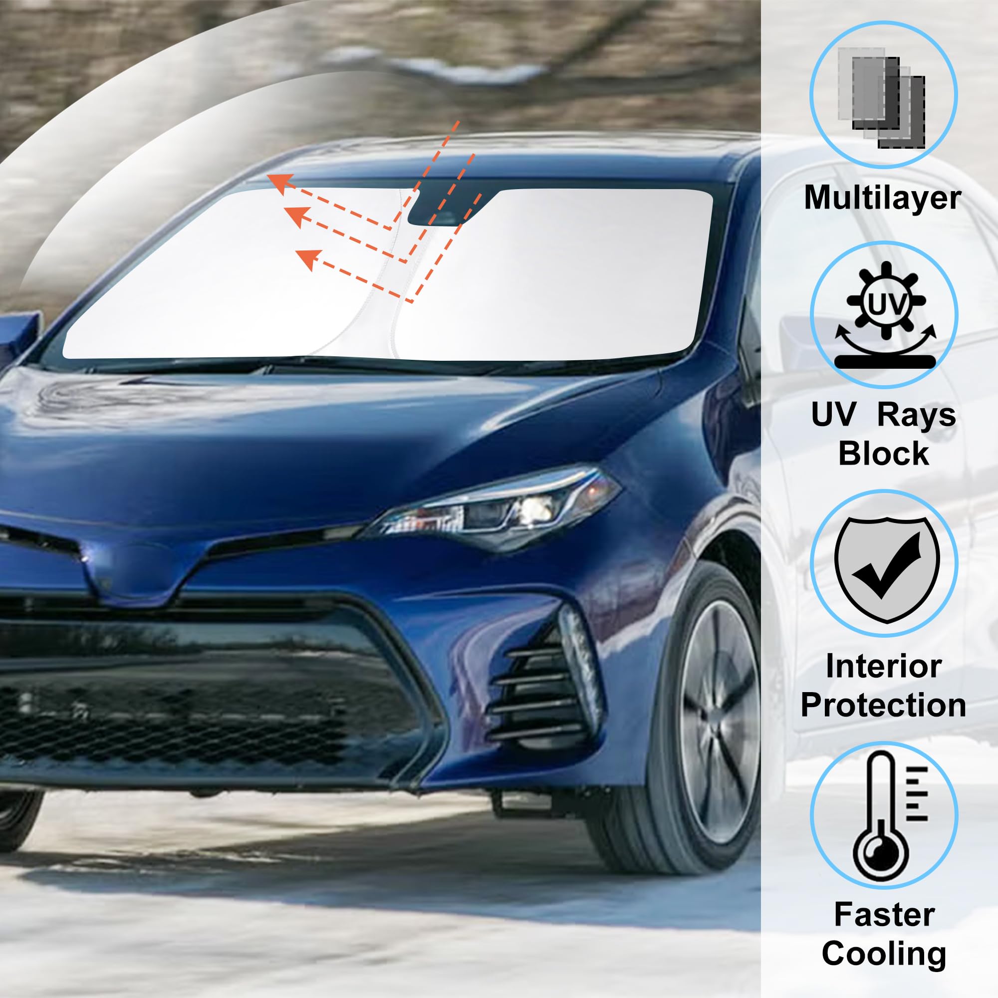 Windshield Sun Shade Custom Fit For 2014-2019 Toyota Corolla Accessories Foldable Sunshade Sun Blocker Protect Car From Sun Rays