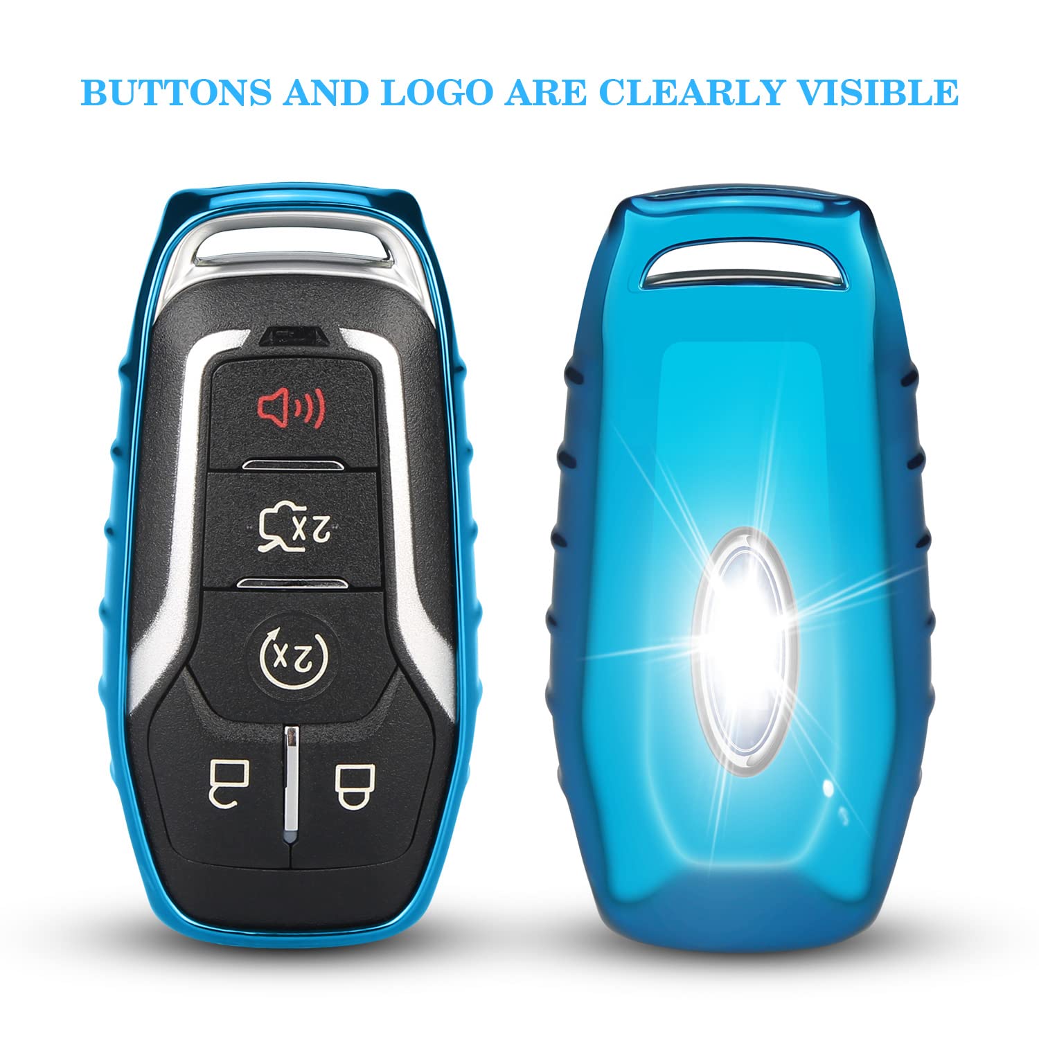 Qbuc For Ford Key Fob Cover,Tpu Car Key Case Protector With Keychain Compatible With Ford Fusion F-150 Edge Explorer Mustang Lin