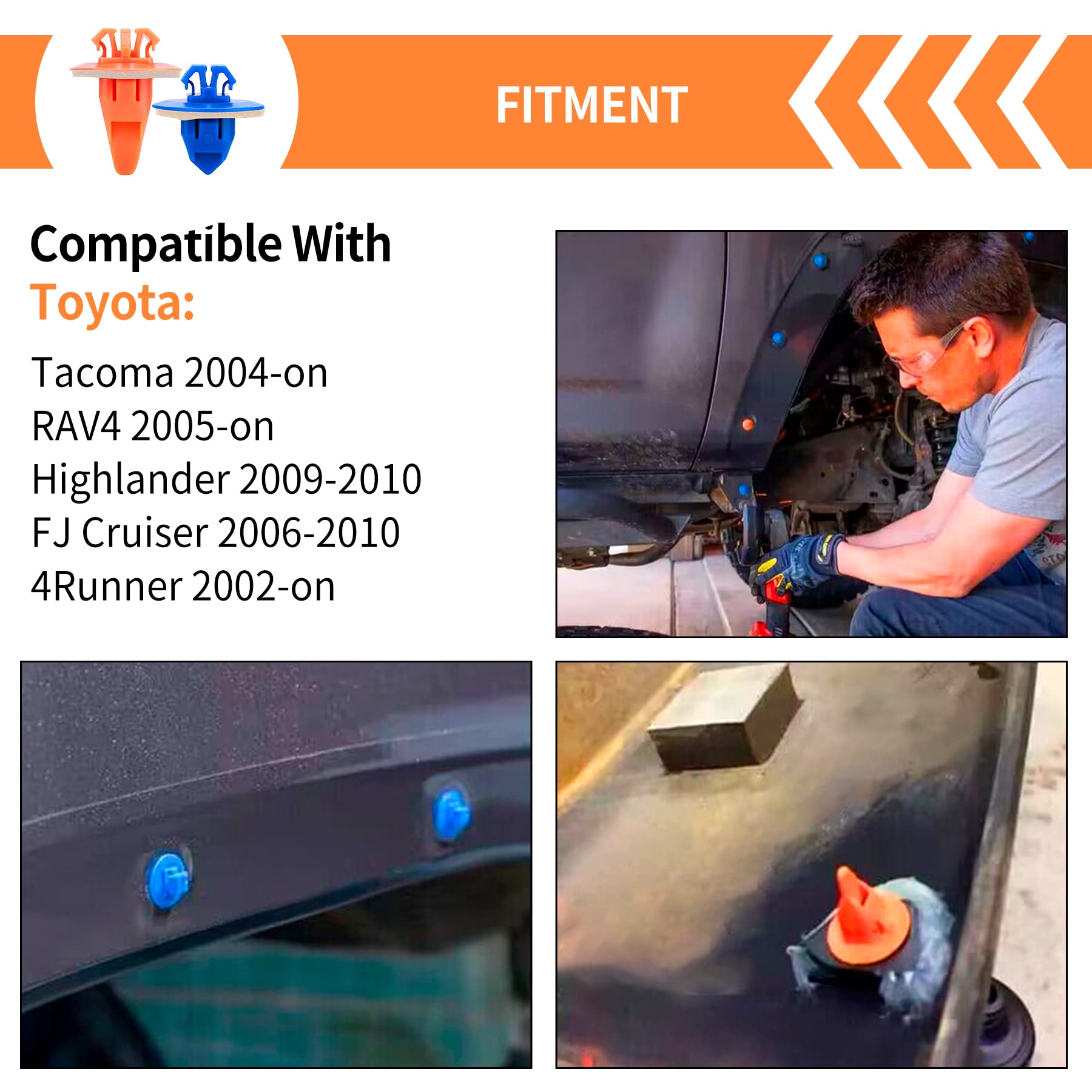 Belleone 30Pcs Fender Flare Clips Compatible With Toyota, 4Runner, Fj Cruiser, Rav4 - Exterior Door Trim Panel Rear Plastic Rocker Panels Fasteners Retainer Kit - Replaces # 75495-35010 75397-35010