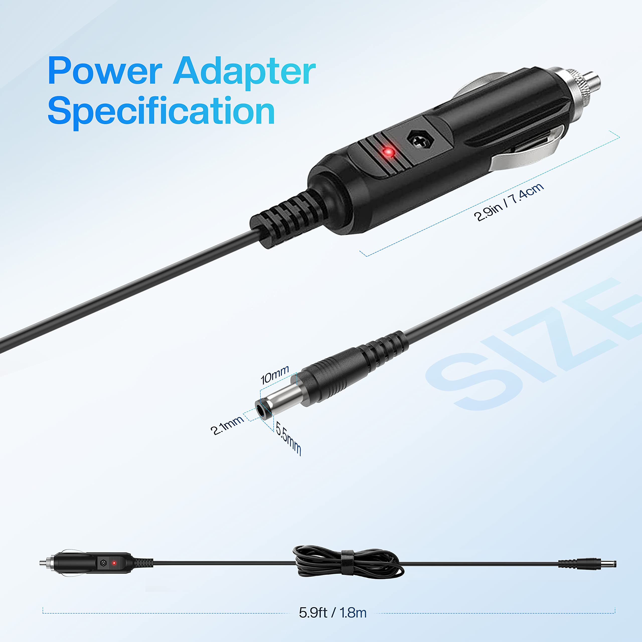 12V Car Adapter For All Comfier Neck Back Massage Cushion Cigarette Lighter Car Charger Adapter