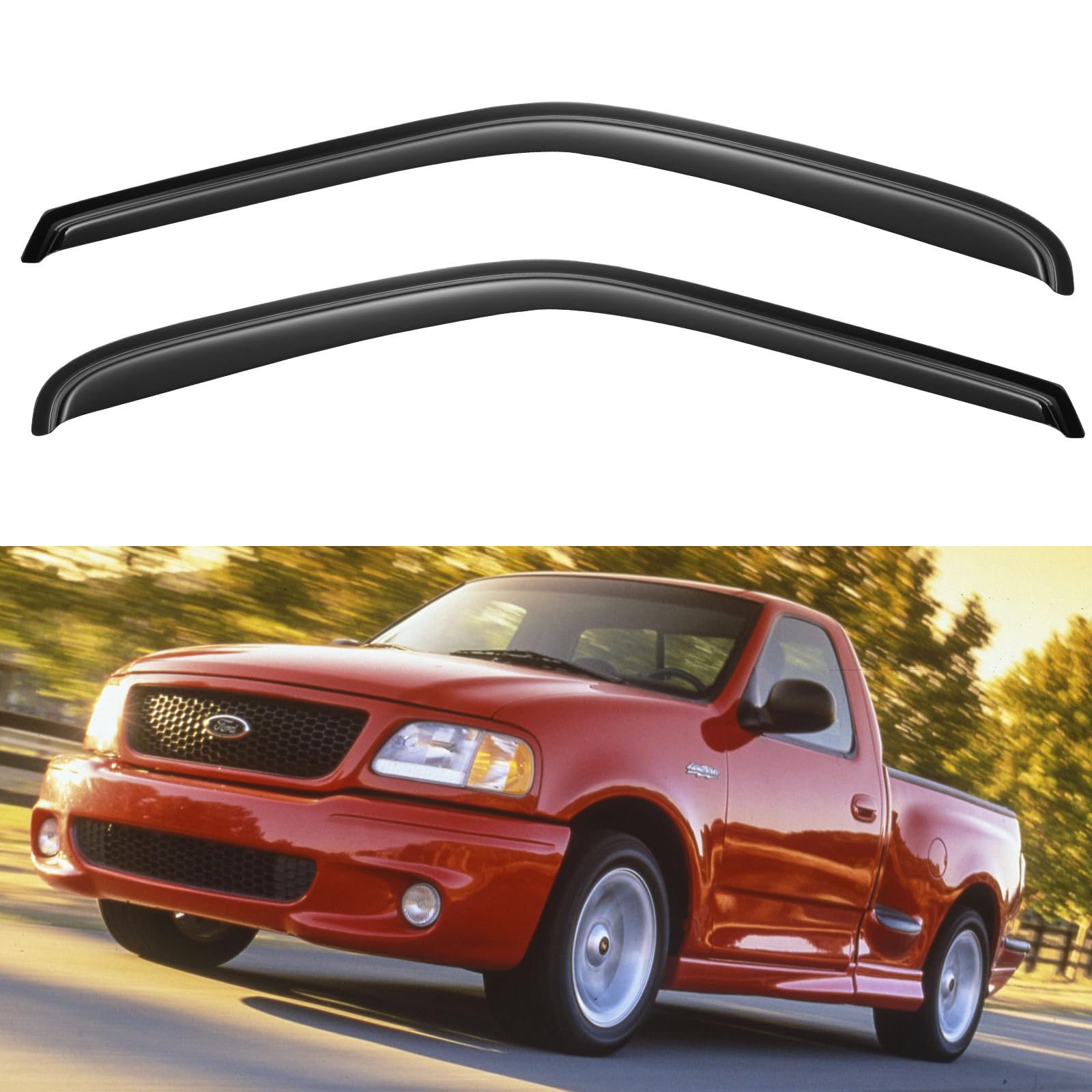 Window Visors Rain Guards For 1997-2003 Ford F150 Standard Cab, Out-Channel Window Vent Wind Deflectors Visors Shades For 1997-1