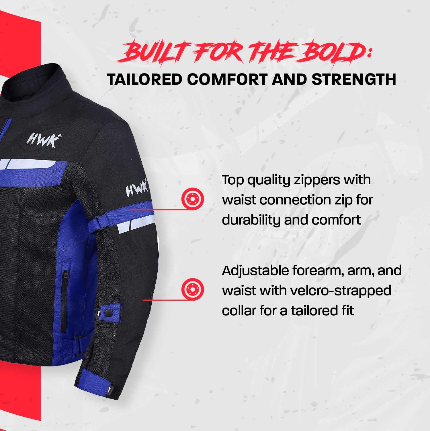 HWK Mesh Motorcycle Jacket Biker CE Armored XX-Large Blue - Breathable Riding Gear, Model HWK-MSR1