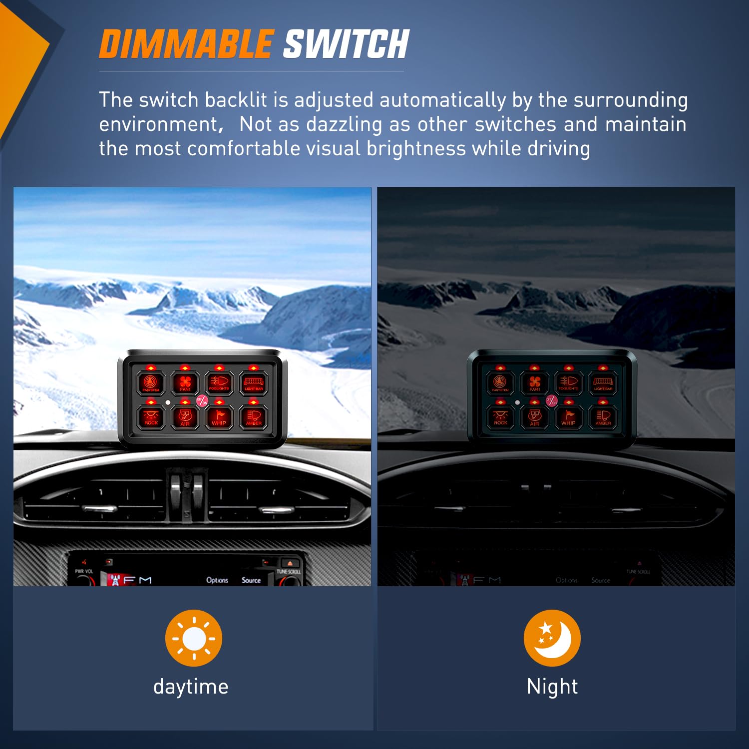 Nilight 8 Gang Switch Panel System Circuit Control Relay Fuse Wiring Harness Automatic Dimmable ON Off LED Pod for 12V Cars Truc