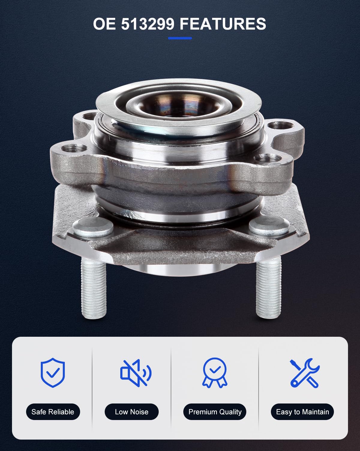 ECCPP Front 4 Lugs Wheel Bearing and Hub Assembly for 2007-2012 Sentra Wheel Hub Bearings 513299