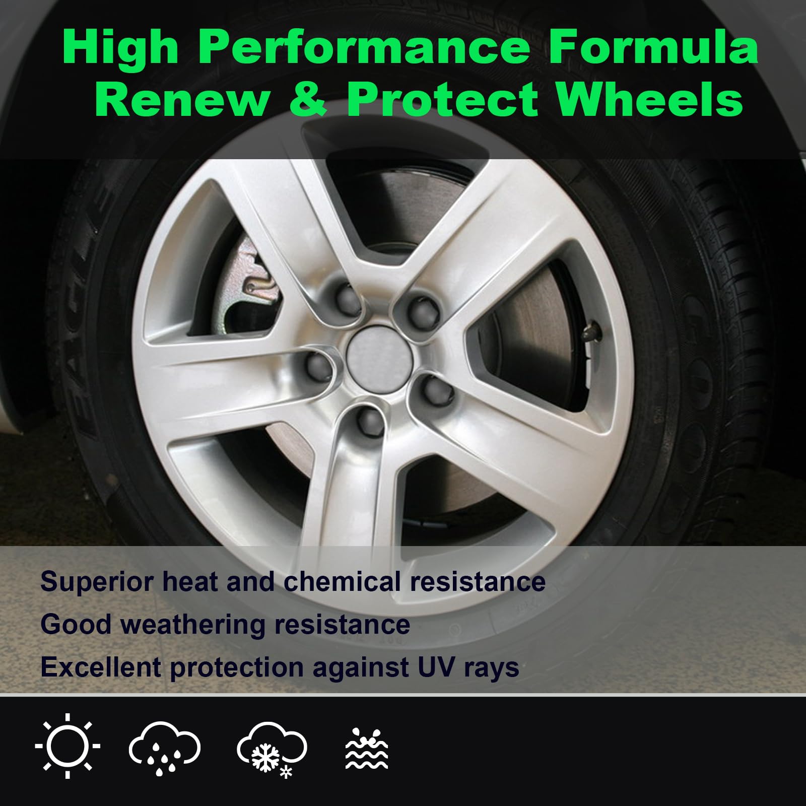 Nadamoo Aluminum Wheel Spray Paint, Semi-Gloss Aerosol Car Rim Paint For Recolor And Protection Of Metal Surface, Silver, 4 Cans