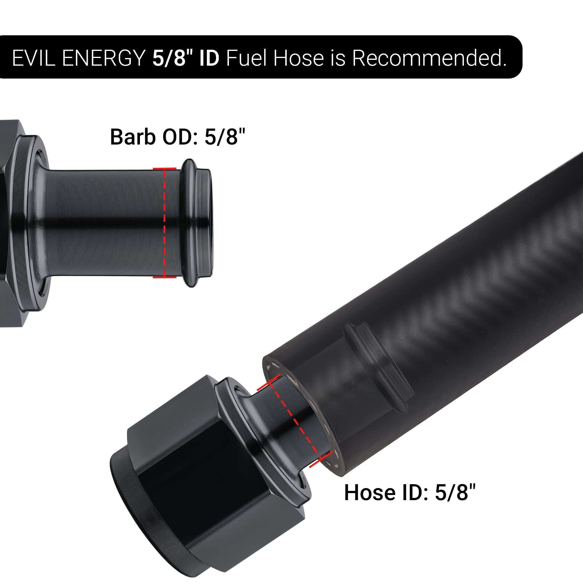 EVIL ENERGY 10AN Female to 5/8'' Barb Hose Fitting Straight Swivel 2PCS