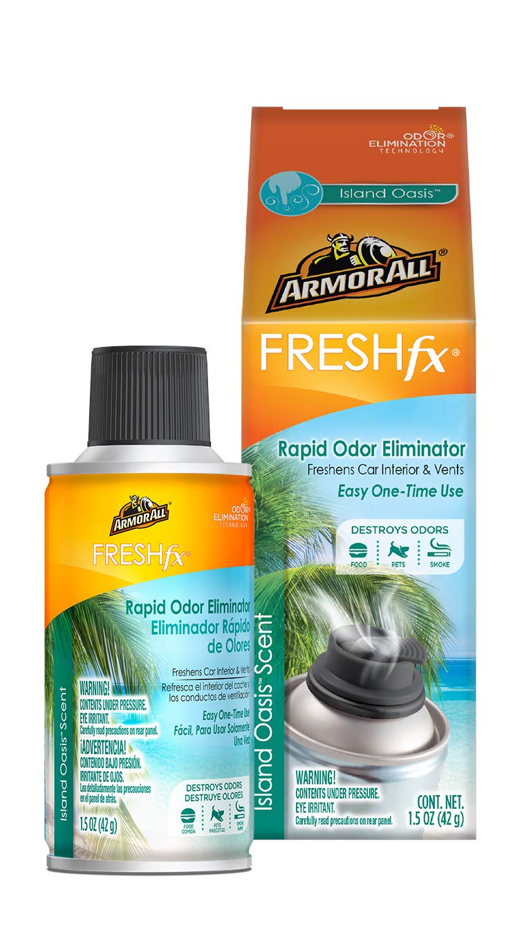 Armor All Fresh FX Smoke X Car Odor Eliminator Spray, Car Air Freshener Spray, Island Oasis Scent, 2 Oz