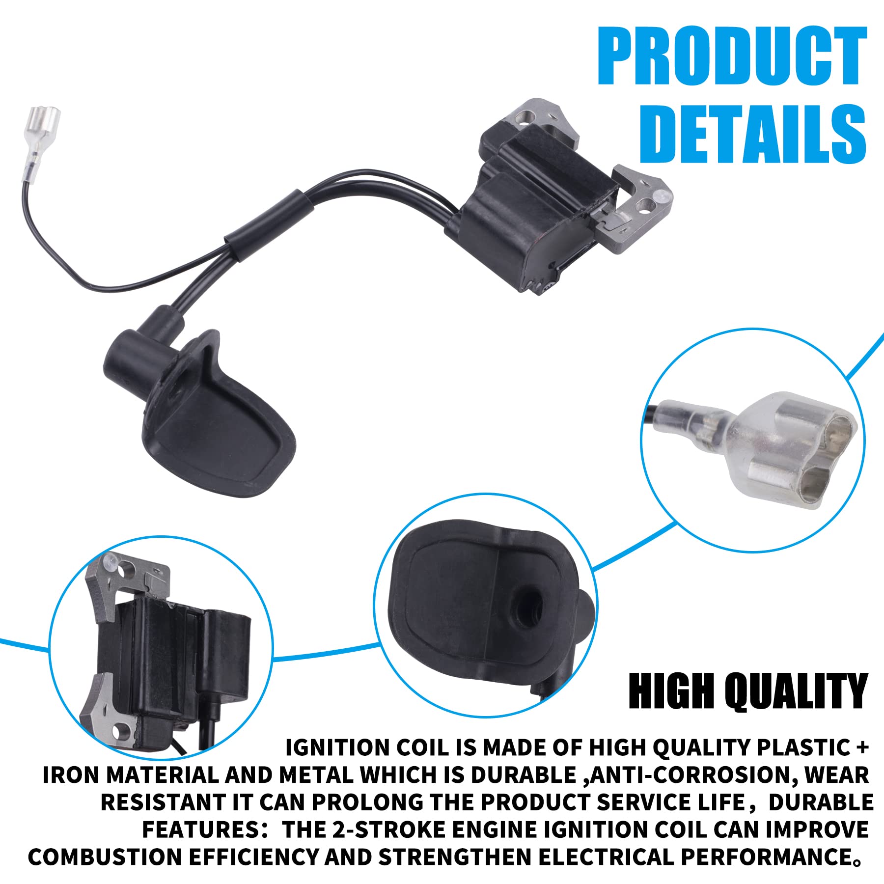 JINGKE 2-Stroke Engine Ignition Coil for 33cc 43cc 47cc 49cc 50cc Mini moto Dirt Pocket Bike Chopper Scooter Kids Quad ATV Minim