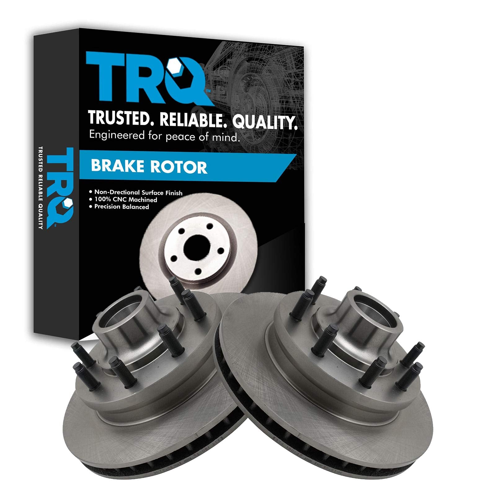 Trq Front Brake Rotors Set Vented Compatible With 1994-1999 Dodge Ram 2500