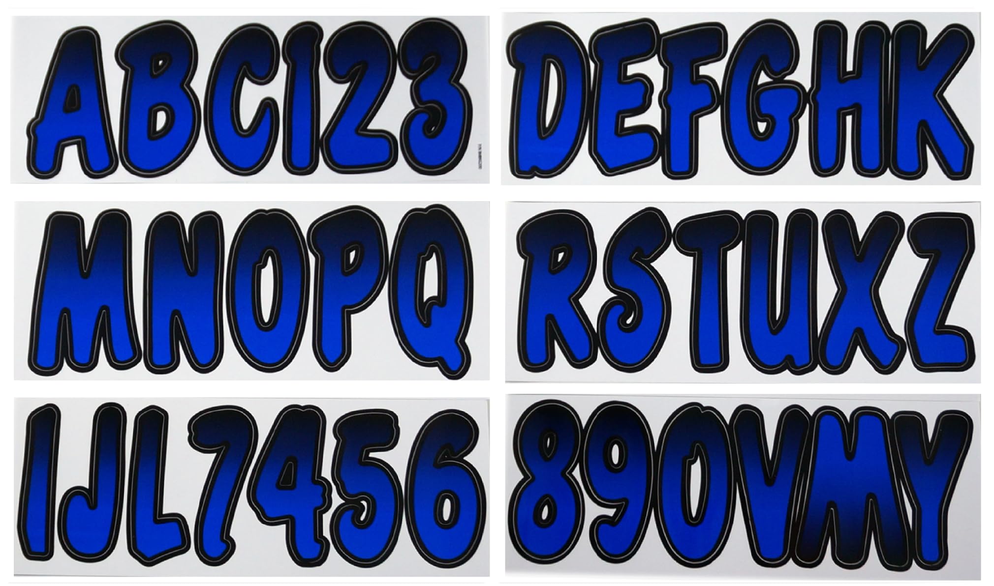 Hardline Products Series 200 Factory Matched 3-Inch Boat & Pwc Registration Number Kit - Metallic Blue/Black