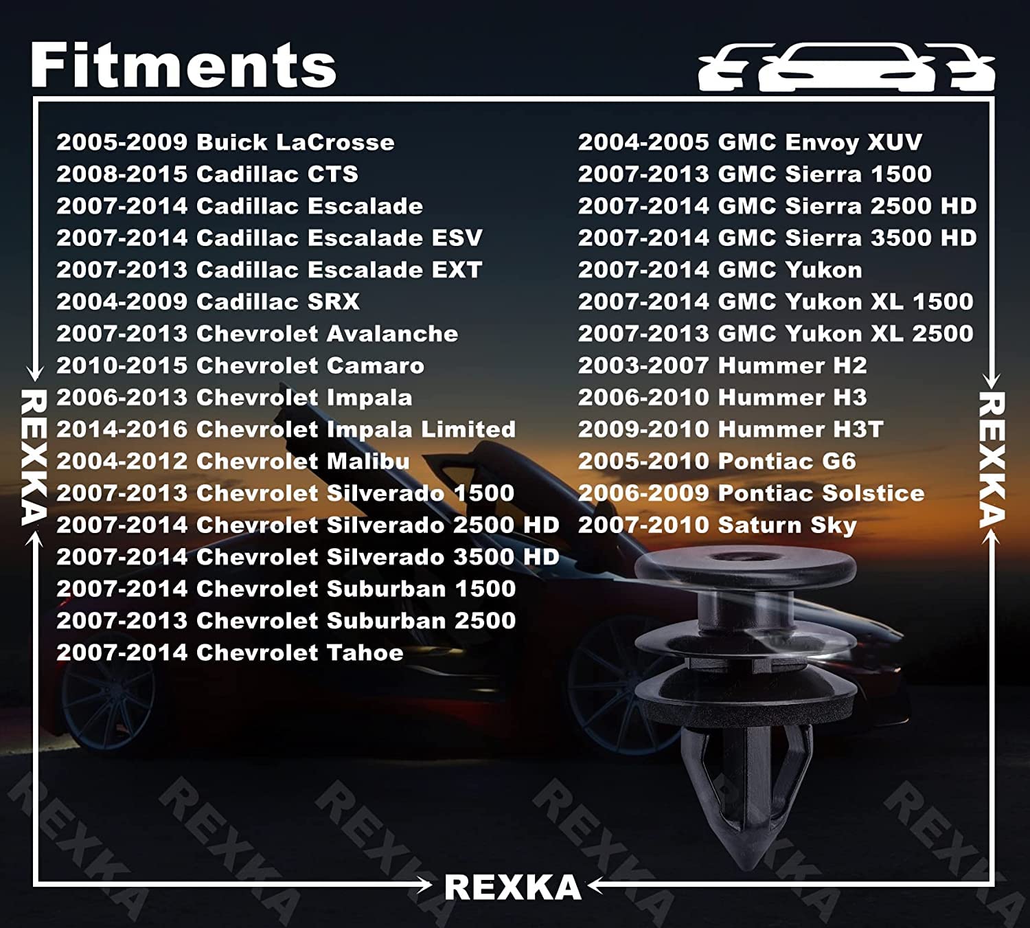 Rexka 15 Sets Door Trim Panel Retainer Clips Kits For Gm Chevy Buick Gmc Hummer Avalanche Malibu Silverado Tahoe Trailblazer Gmc