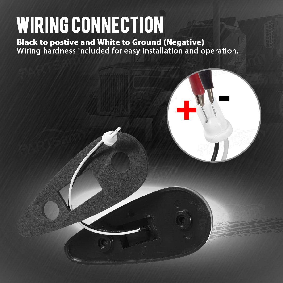 Partsam Amber Teardrop Cab Light 9Led Cab Marker Light 5Pcs Front Rear Top Clearance Roof Running Light With Wiring Pack For Tru