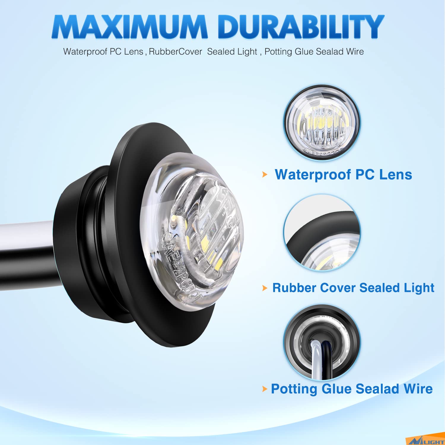 Nilight 10 Pcs 3/4 Inch Round Led Clearance Light Led Front Rear Side Marker Indicator Light Bullet Marker Light For Truck Rv Ca