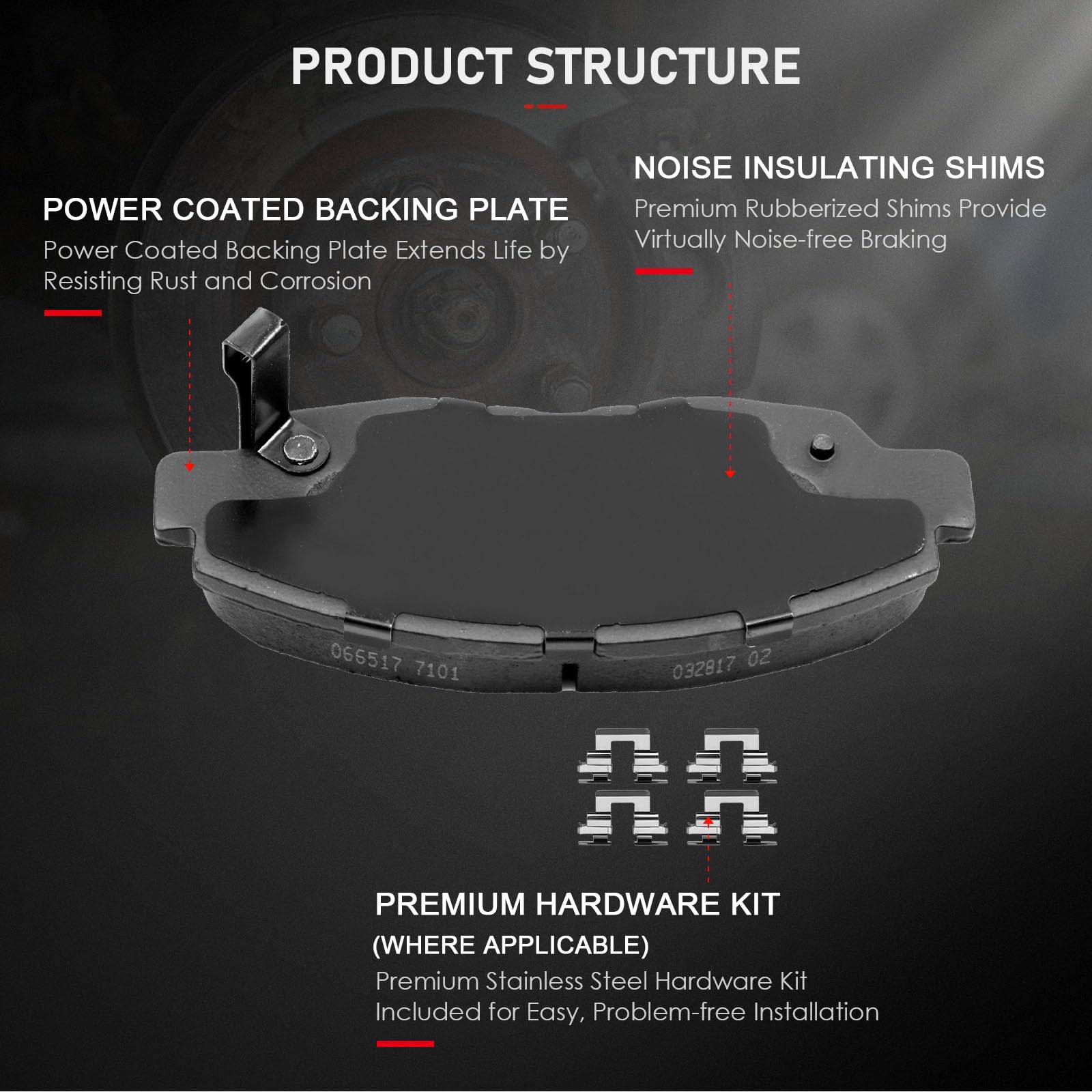 Cciyu D465 Front Ceramic Disc Brake Pads Kit For Acura El 1997-2005,For Honda Civic 1996-2011,For Honda For Accord 1998-2002 4Pc