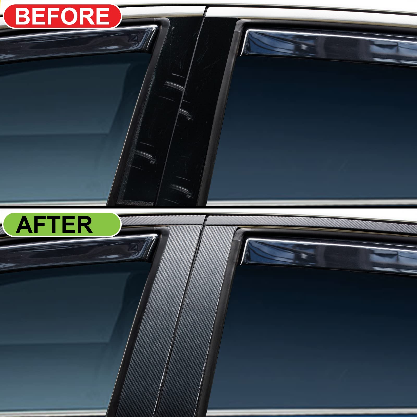 Spurtar Carbon Fiber Wrap, 1 Inch X 20 Ft Air Release Black Vinyl Wrap For Cars Chrome Delete 3D Carbon Fiber Tape Blackout Exte