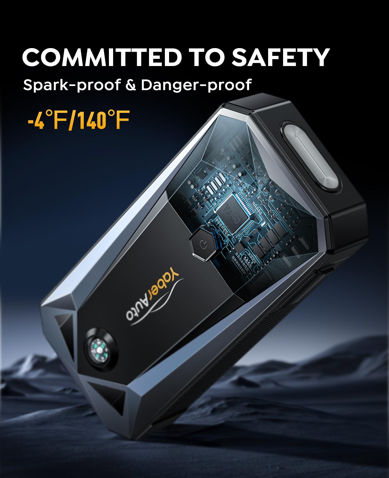 Yaberauto 5500A Car Battery Jump Starter For All Gas/10.0L Diesel Engines, 99.16Wh Portable Car Jump Starter Battery Pack, 12V J