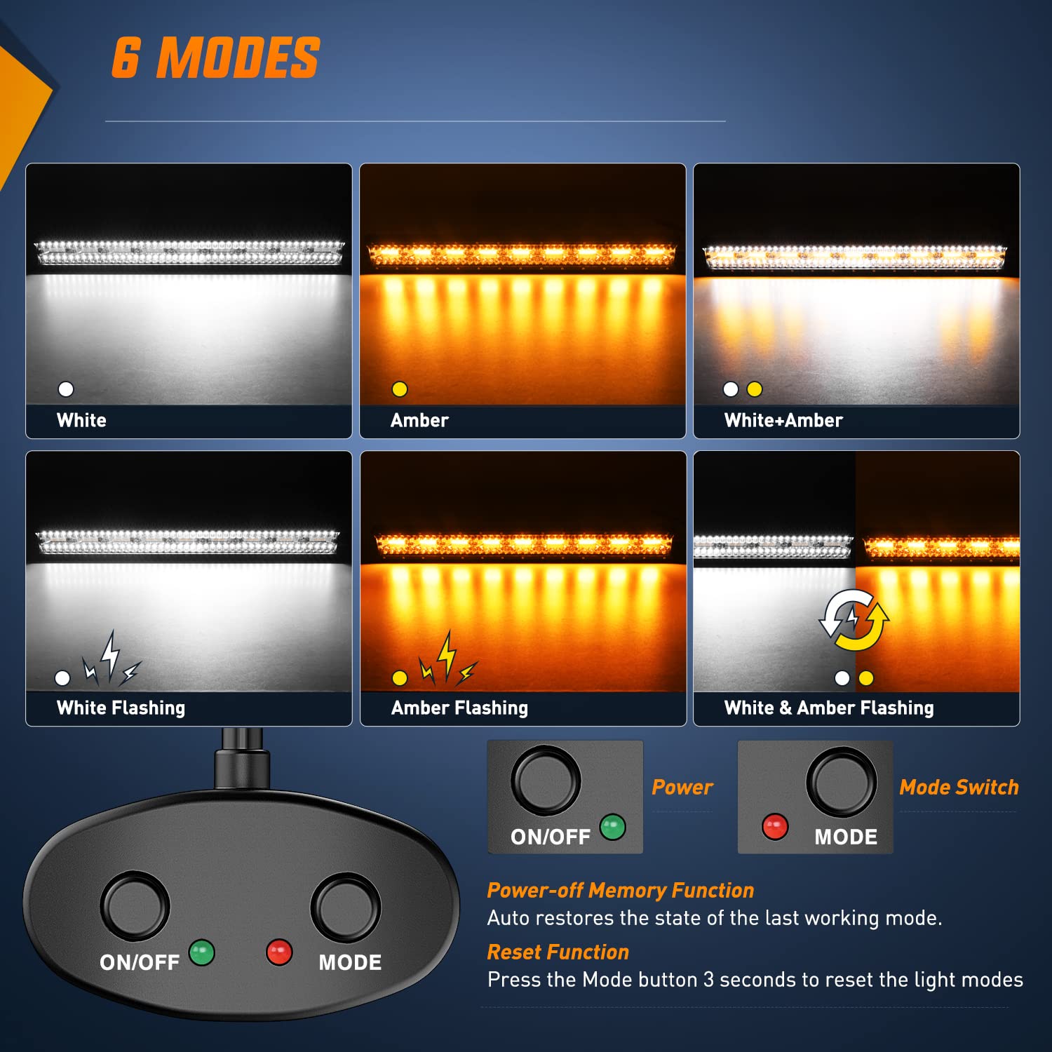 Nilight 26Inch 540W Led Light Bar Spot Flood Amber White Strobe 6 Modes With Memory Function Off-Road Truck Car Atv Suv Cabin Bo