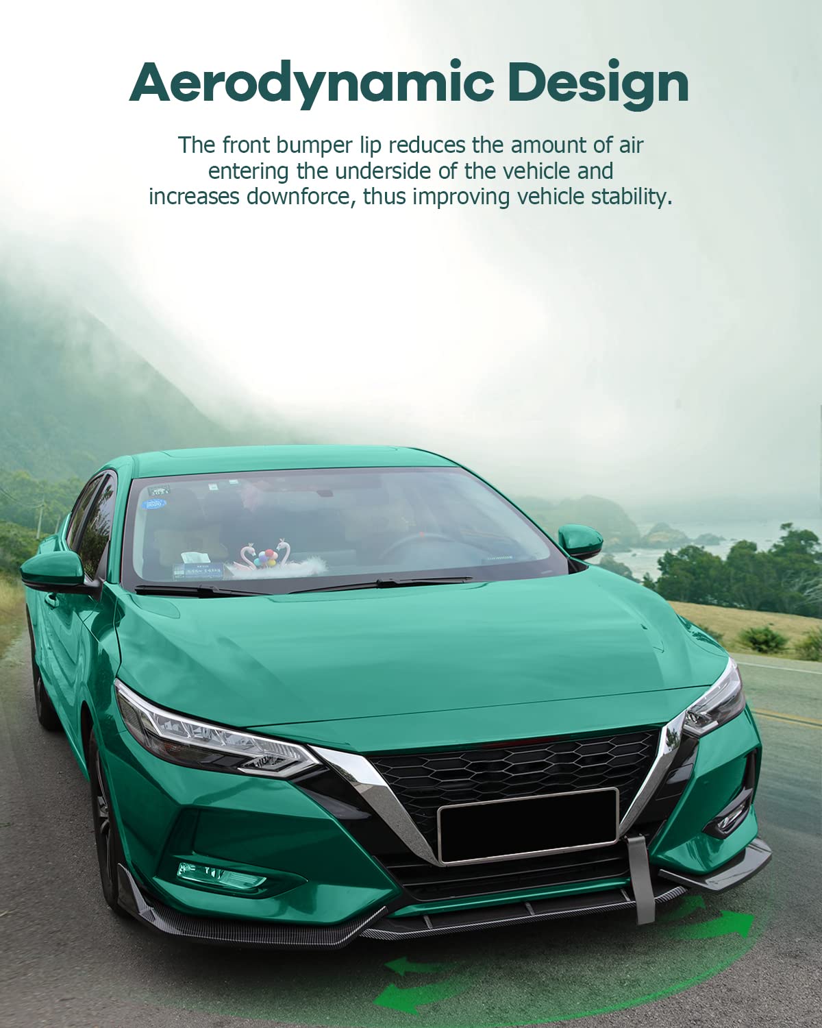 Scitoo Glossy Black Front Bumper Lip Fits For 2020-2021 For Nissan Sentra Pp Front Lip Spoiler