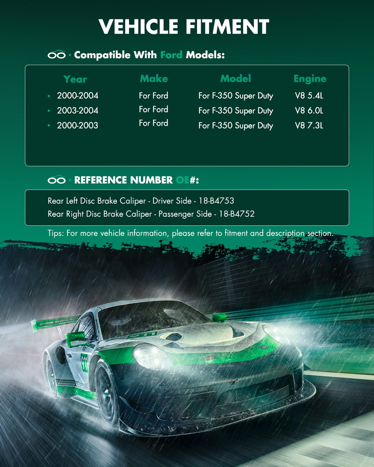 Scitoo 18-B4753 18-B4752 Rear Left & Right Disc Brake Calipers Assembly W/Bracket For Ford For Excursion 2000-2005,For Ford For