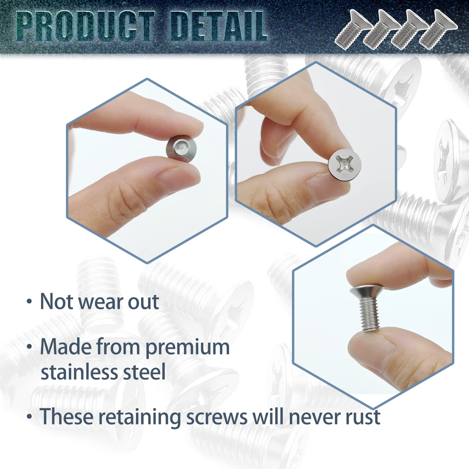 8Pcs Stainless Steel Retaining Screws For Front And Rear, Stainless Steel Brake Disc Rotor Screws, 936-000-601-40-H, Compatible With Acura, Honda, Kia Models And Hyundai