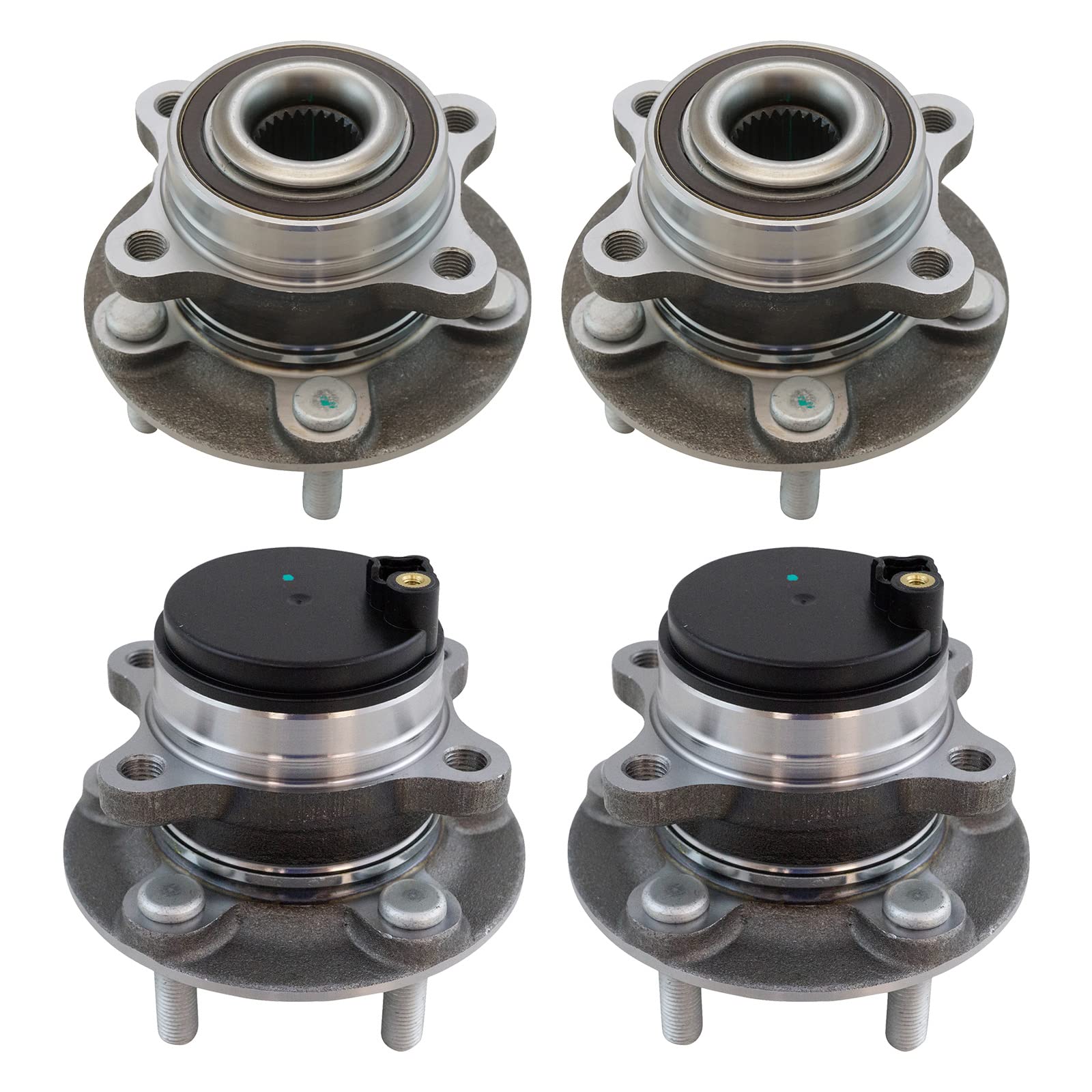 Trq Front & Rear Wheel Hub Bearings Assembly Set Compatible With 2014-2020 Ford Fusion 2019-2020 Police Responder Hybrid Ssv Plu