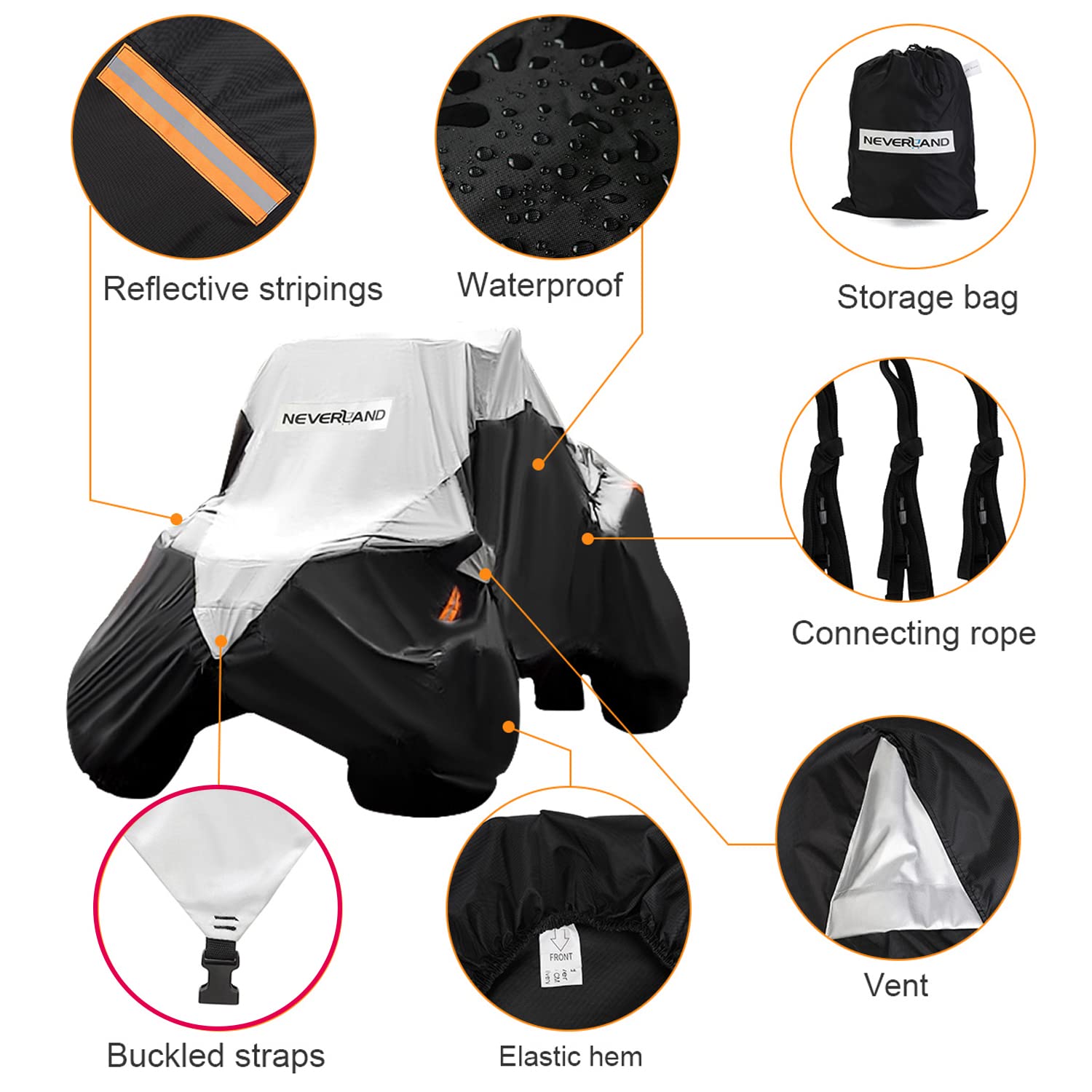 Neverland Utv Cover Waterproof 420D Heavy Duty 2-3 Seater/4-6 Seater Side By Side Ranger Cover For Polaris Rzr Xp Yamaha Yxz Can-Am Kawasaki