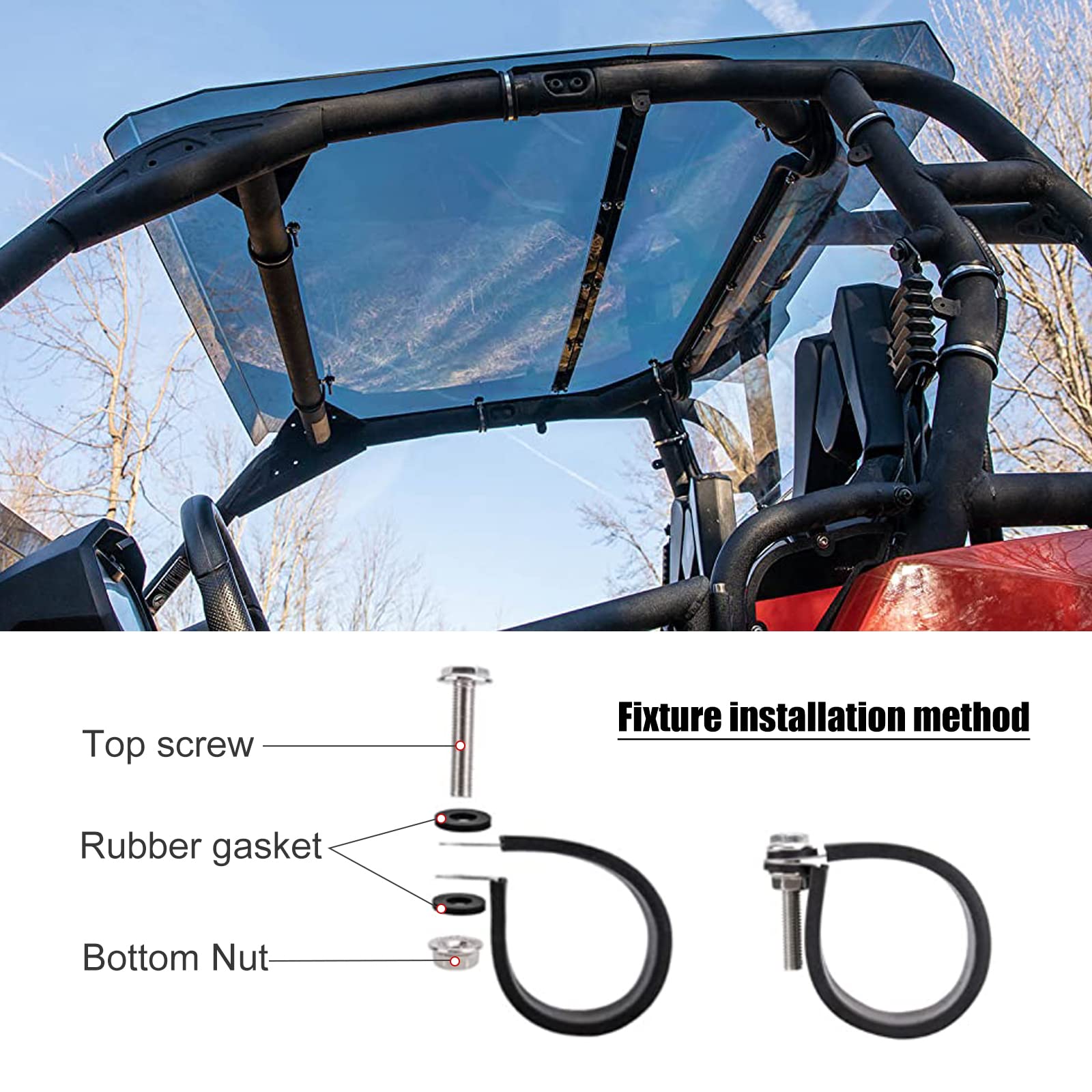 Stainless Steel Clamps Mount For Polaris Roof Connector Hose Clamps, Clamps Compatible With Polaris 2 Seats 900 1000 S Series, T