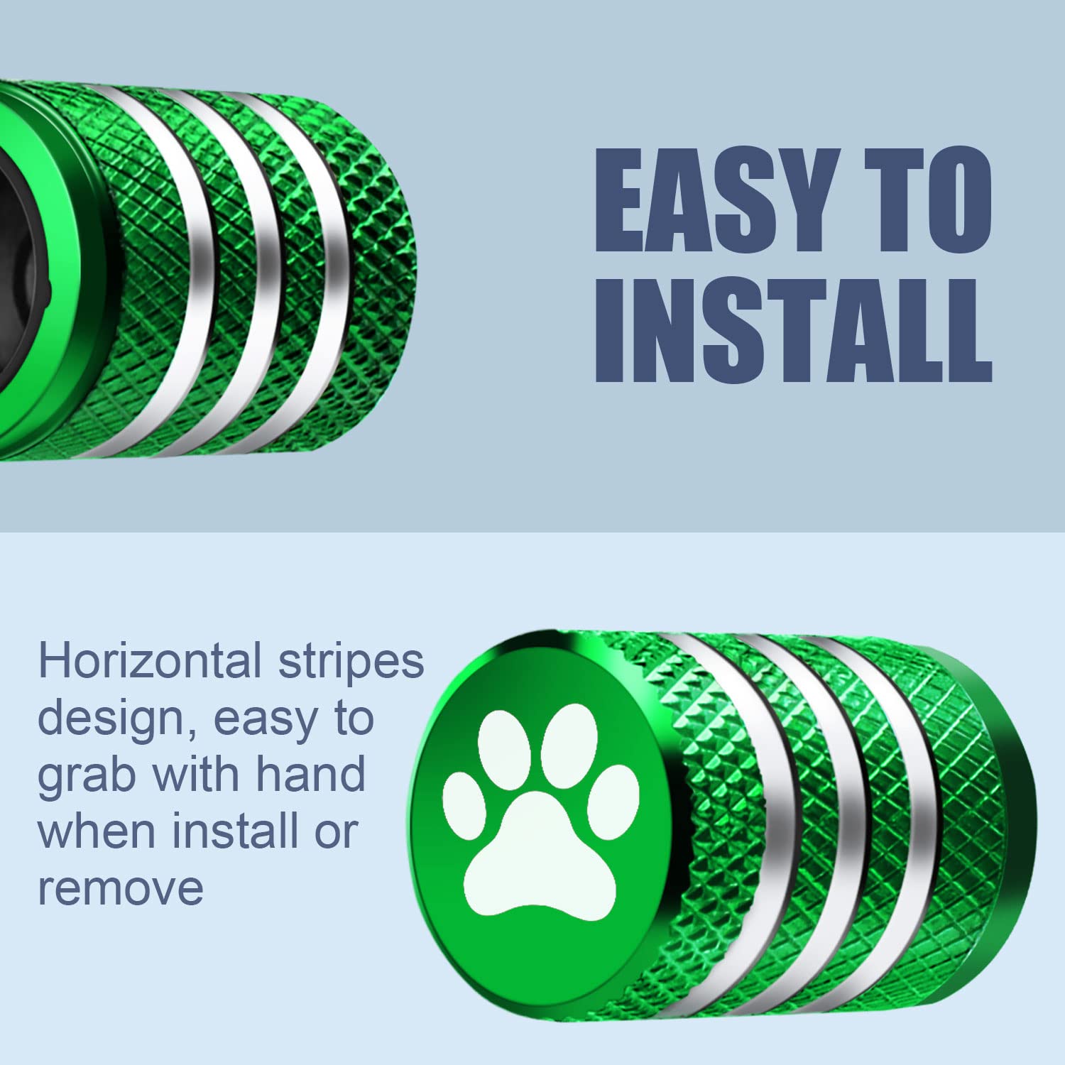 Tire Valve Stem Caps -(5 Pack) Tire Air Caps Metal With Plastic Liner Corrosion Resistant Leak-Proof Cat/Dog Paw For Car Truck M