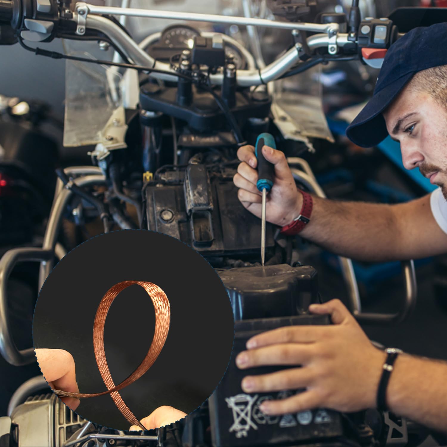 10Pcs Universal Automotive Ground Straps, 10/12 Inch Engine Ground Strap Kit Braided Copper Ground Straps Automotive Ground Strap Wire Ground Strap Connectors For Most Cars (Copper)