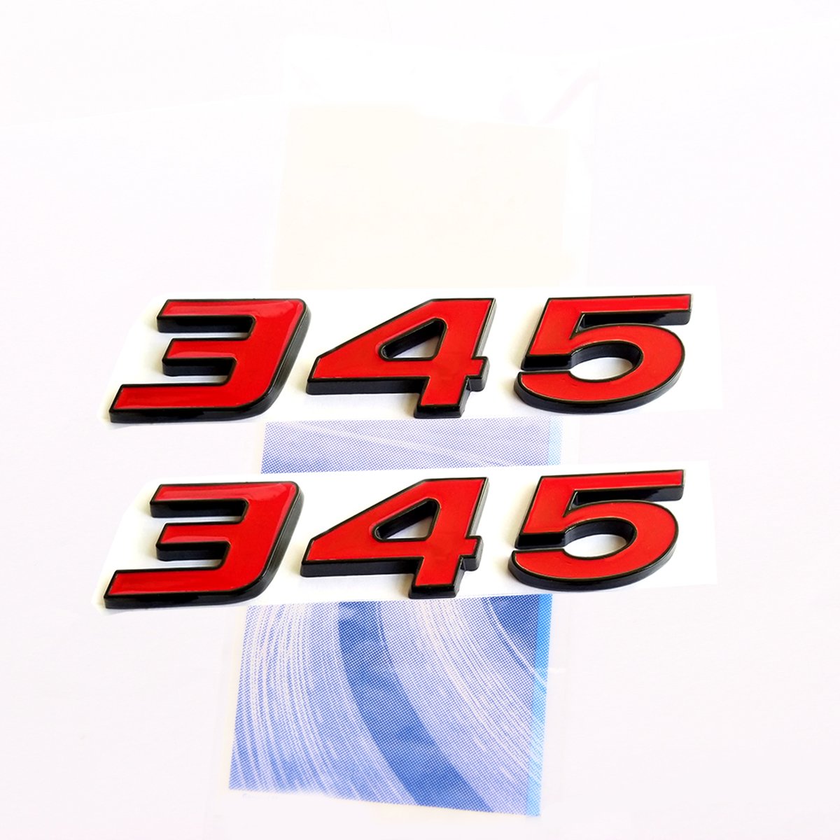 Yoaoo 2Pack OEM Black 345 Emblems Badge 3D Logo Compatible with 345 Red