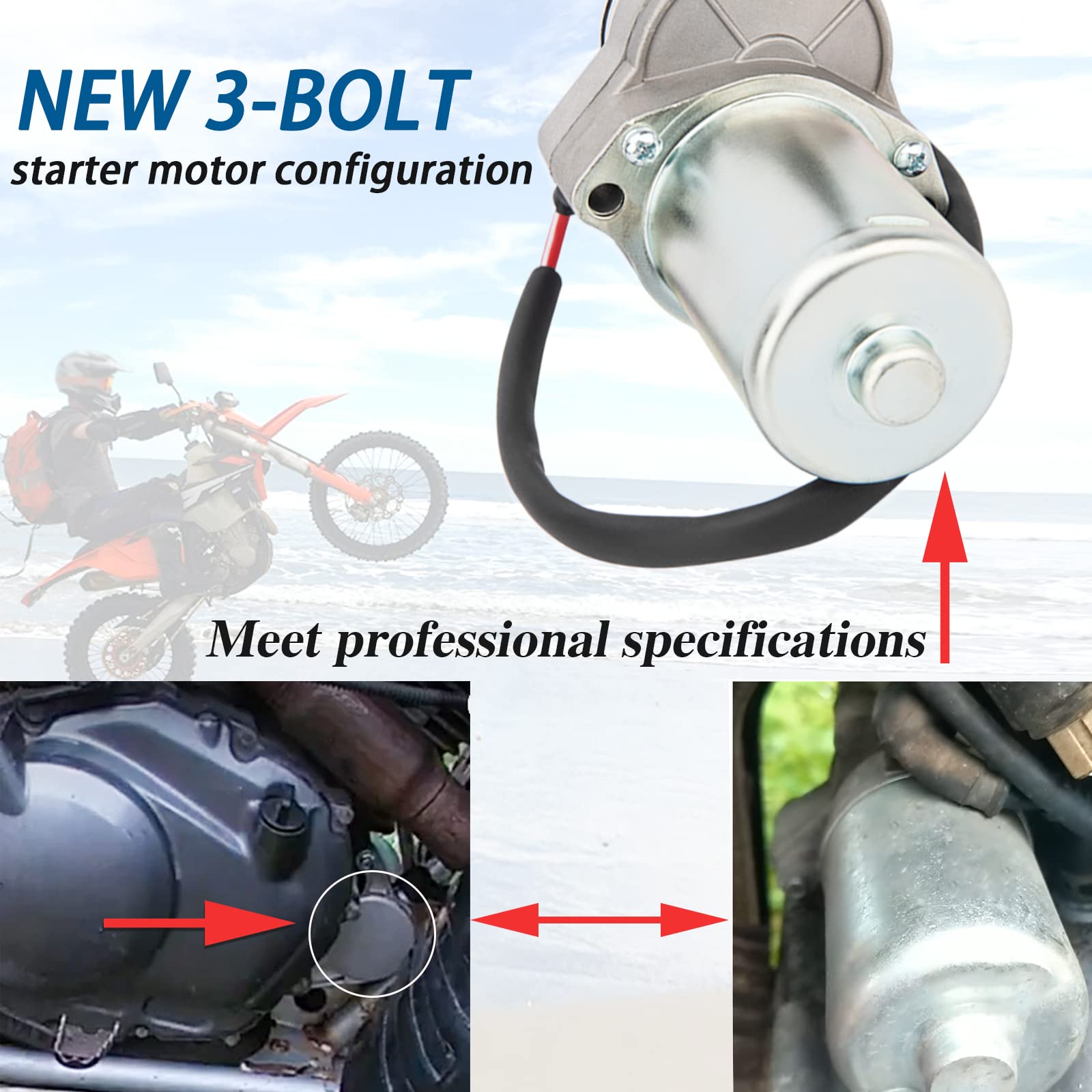 Starter for 125cc 110cc 50cc 70 cc 90cc 100cc TaoTao ATV 3 Bolt Starter Motor Chinese 4 Stroke Quad Wheelers ATV Starter with Li