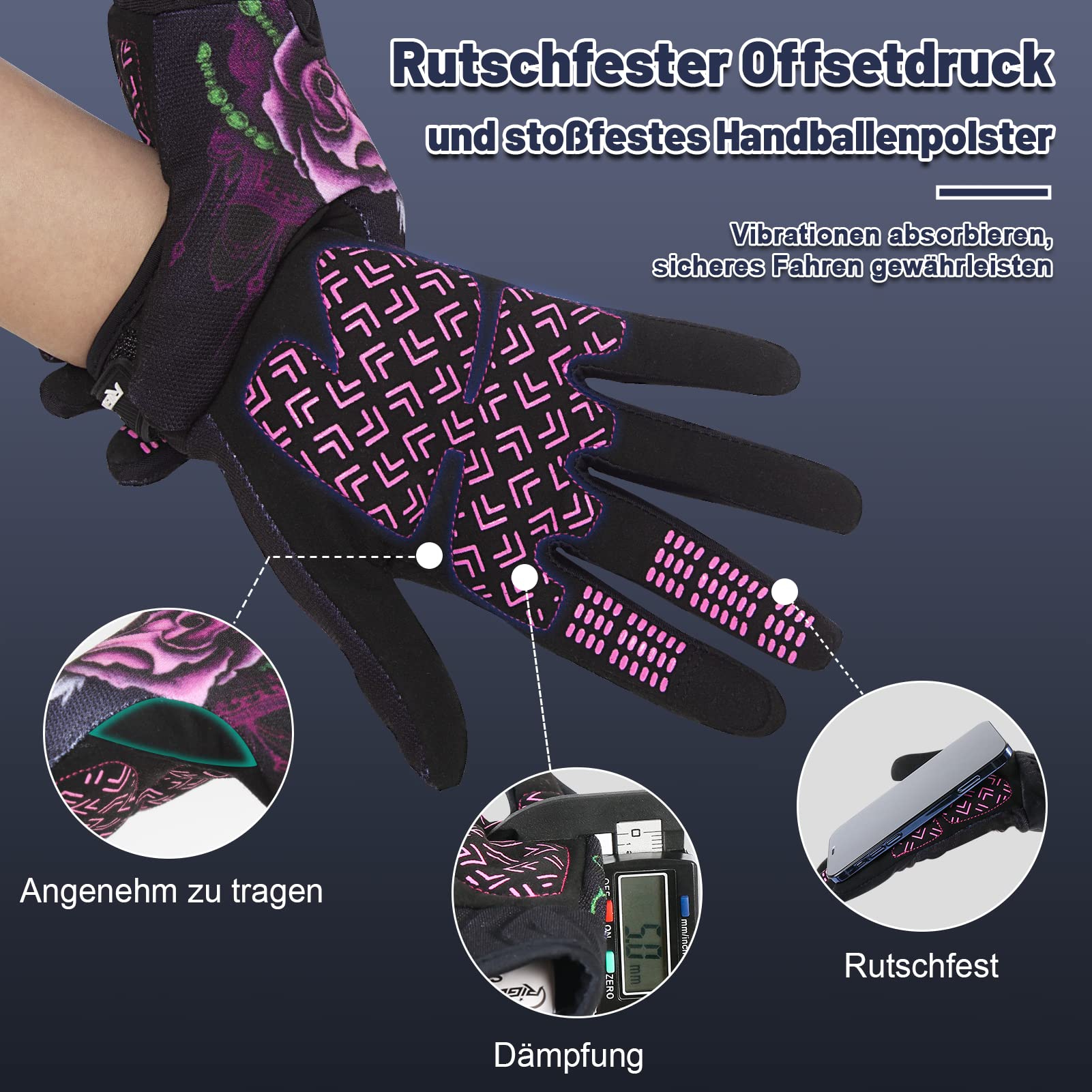 Rigwarl Women 'S Touchscreen Motorcycle Gloves - Pink, Breathable, Non-Slip, Full Finger For Mountain Bike, Cycling, Atv, Mtb
