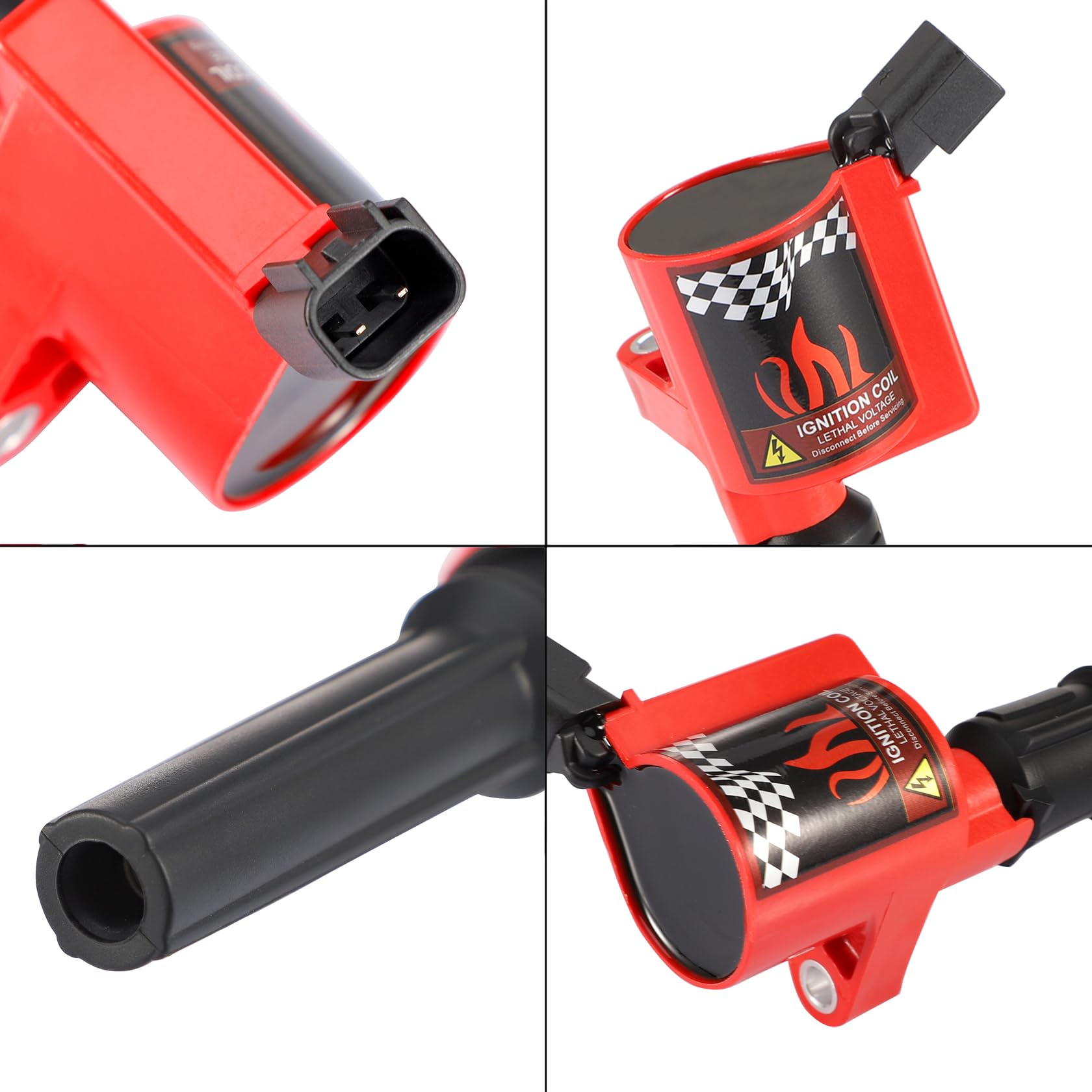 DG508 Ignition Coil Pack High Engine 8 PCS Ignition Coil Curved Boot for Ford E150 E250 E550 F150 F250 F550 4.6L 5.4L 6.8L V8 V1