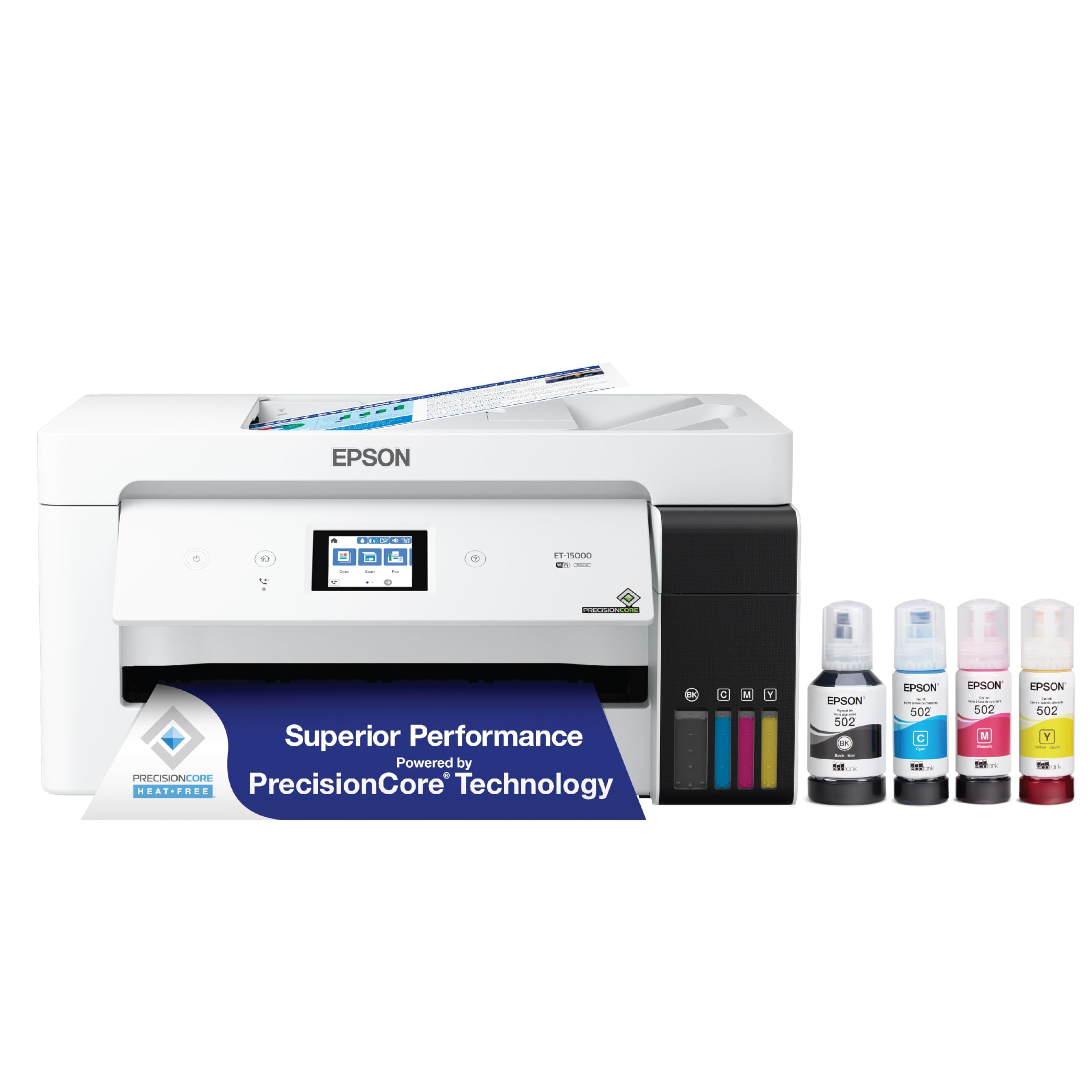 Epson EcoTank ET-15000 Wireless Color All-in-One Supertank Printer with Scanner, Copier, Fax, Ethernet and Printing up to 13 x 1