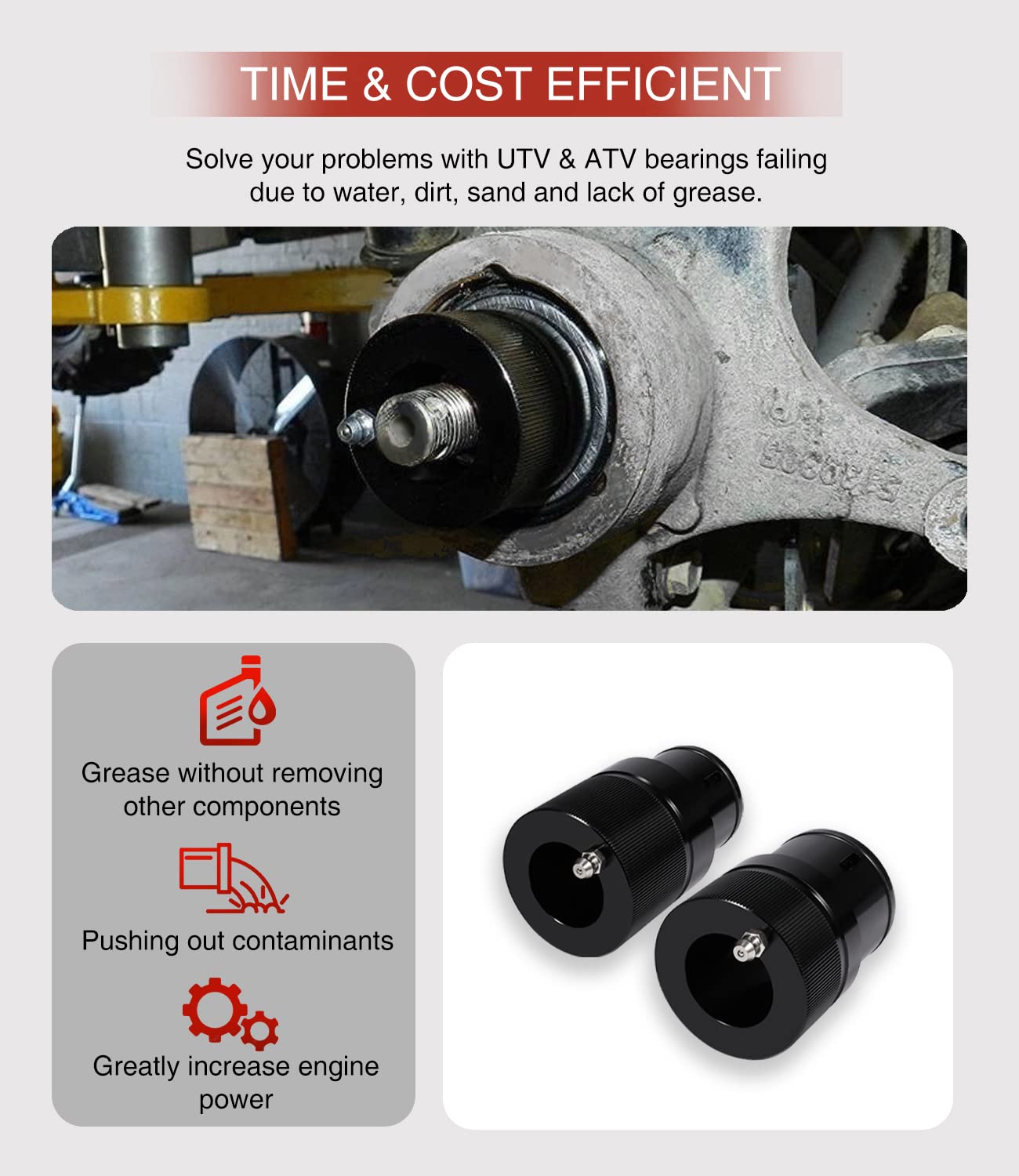 40mm & 44mm Front Rear Wheel Bearing Greaser Tool - Greasing Kit Replaces for Polaris Ranger 570 800 900 1000XP Sportsman 500 85