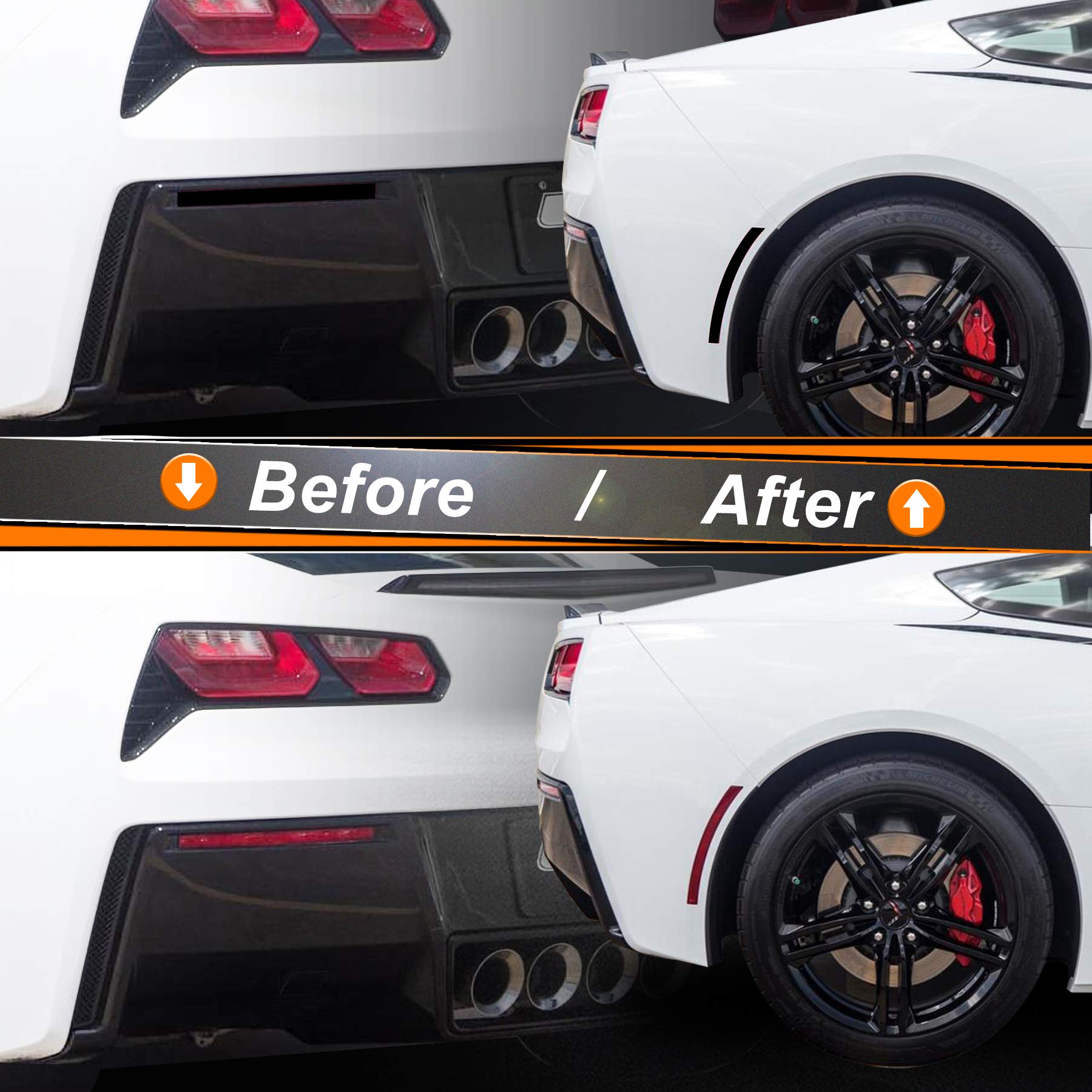 Ndrush Blackout Side Marker Lights & Reflectors Vinyl Tint Film Precut Overlay Sidemarker Wrap Covers Compatible With Chevy Corv