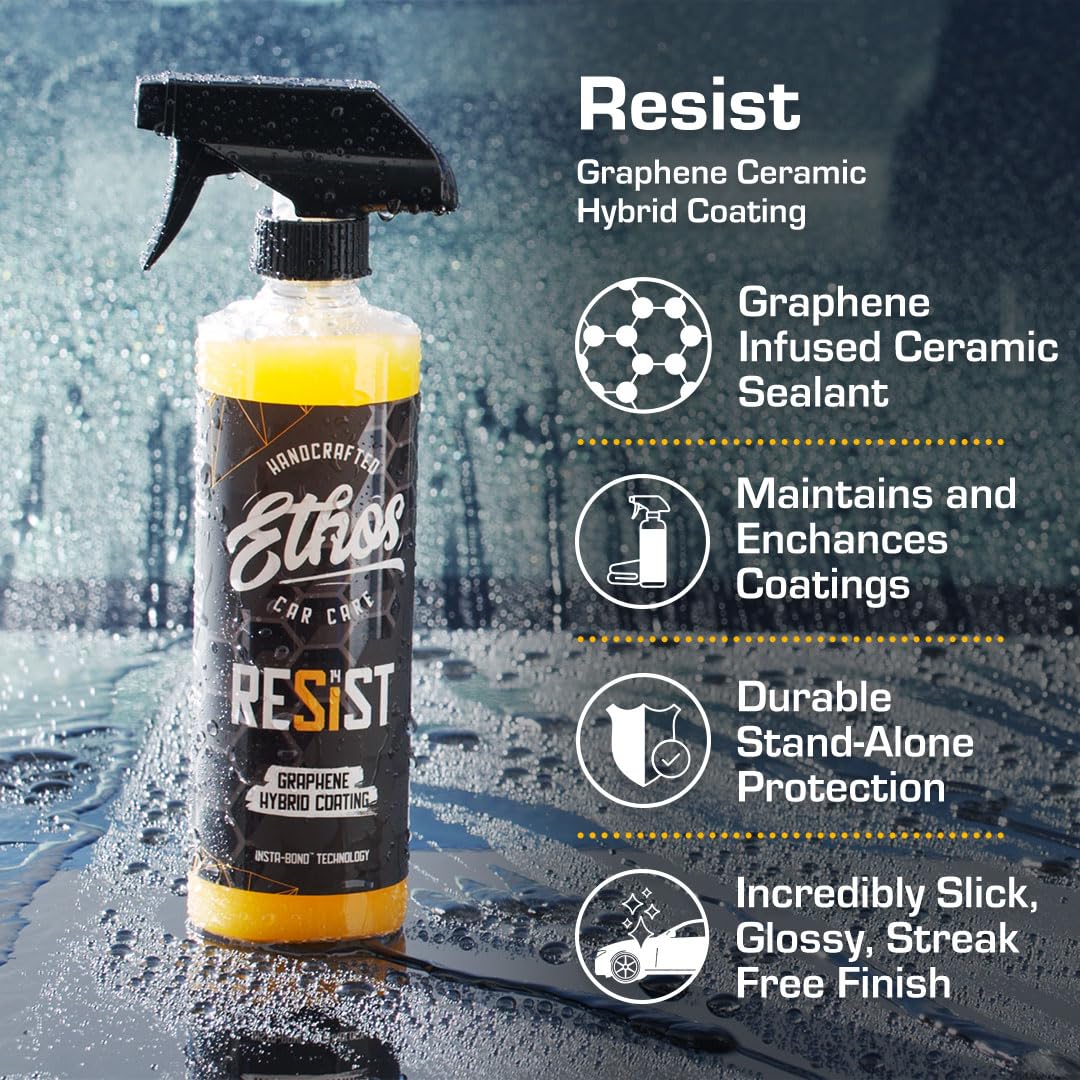 Resist Graphene Spray Coating - Uv Ceramic Coating For Cars - 2-In-1 Hybrid Formula Ceramic Spray Coating For Cars For Incredibl