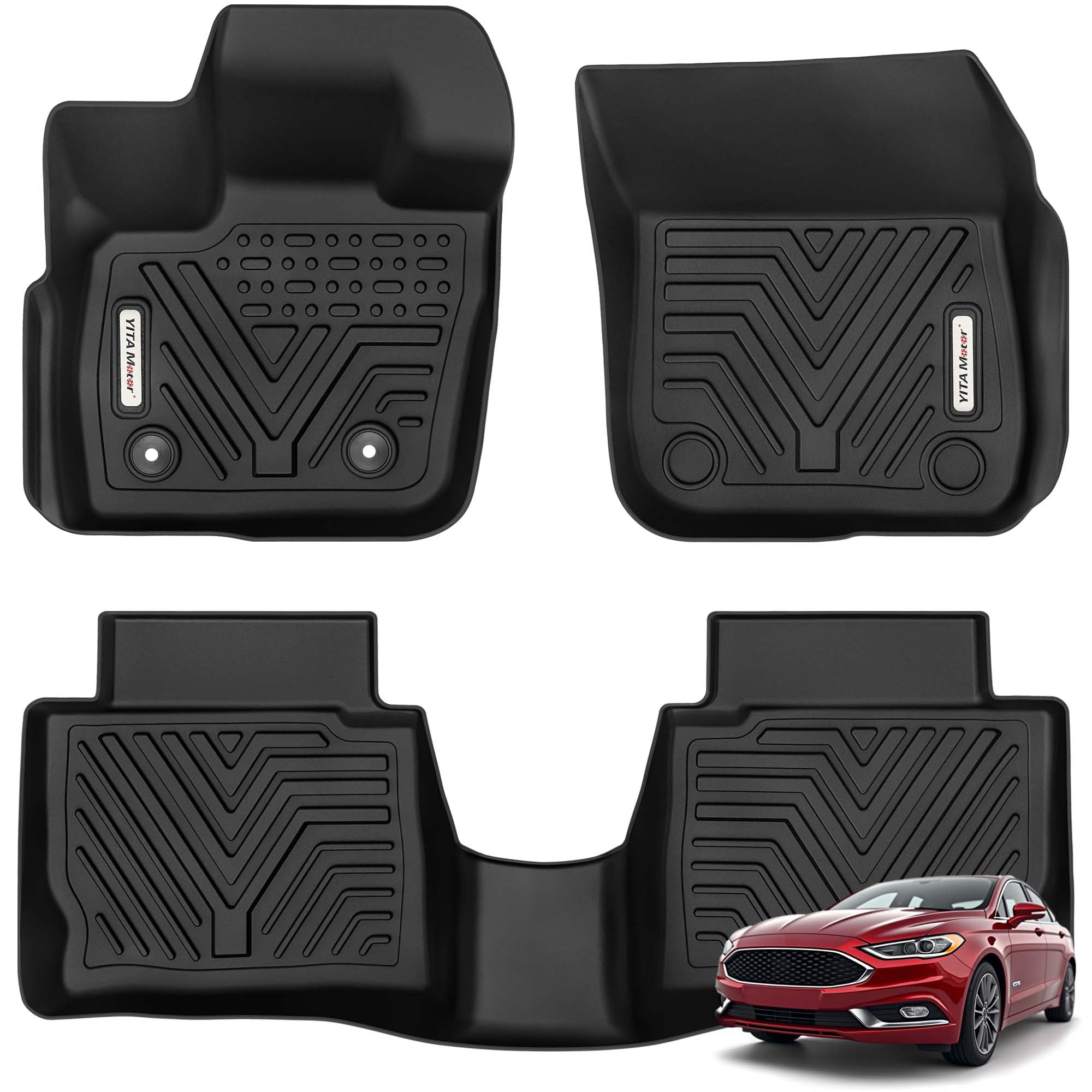 Yitamotor Floor Mats Compatible With 2017-2020 Ford Fusion/Lincoln Mkz, Custom Fit Floor Liners, 1St & 2Nd Row All-Weather Prote