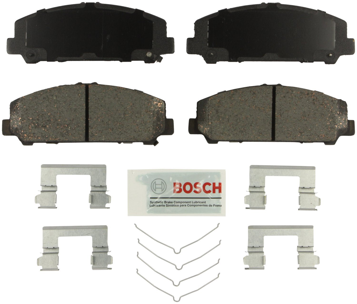 BOSCH BE1509H Blue Ceramic Disc Brake Pad Set With Hardware - Compatible With Select Infiniti QX56, QX80; Nissan Armada, Titan; 