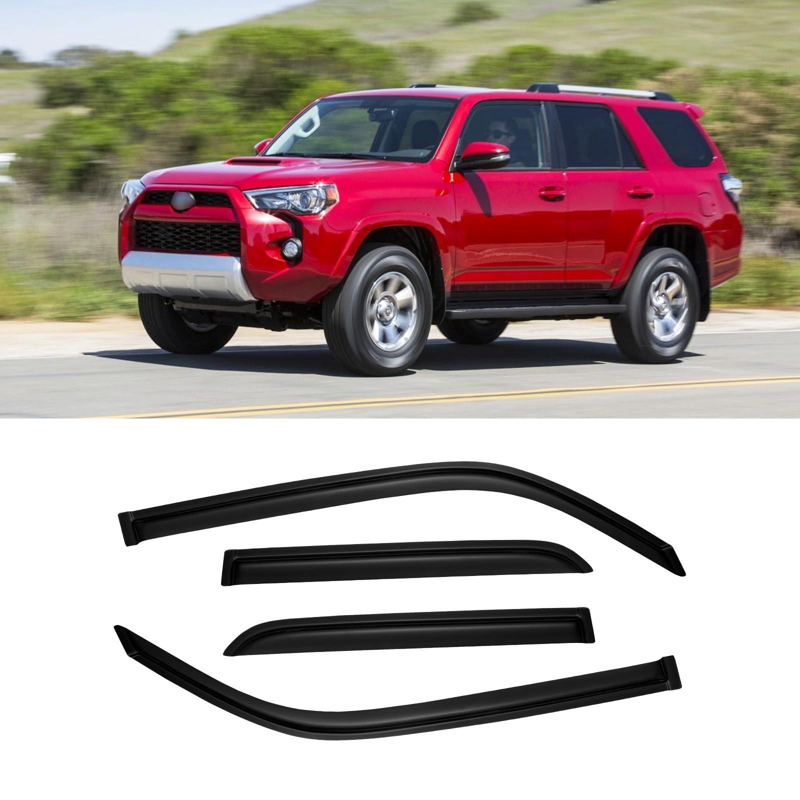 Cmvt Auto Window Visor For 2010-2024 Toyota 4Runner, Out-Channel Rain Guards Shields Vent Shade Deflector Wind Dark Smoke Ventsh