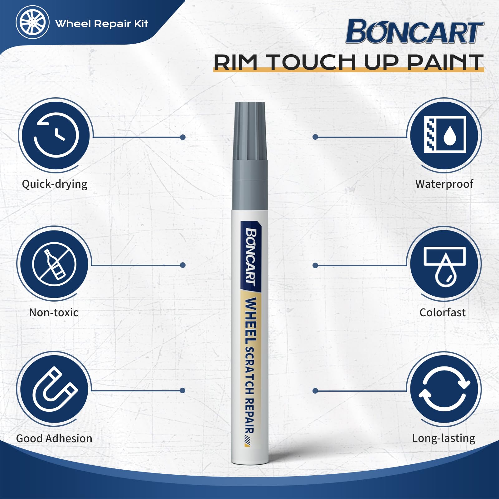 Boncart Wheel Scratch Repair Kit, Rim Touch Up Paint, Rim Paint Wheel Paint Pen, Silver Rim Repair Kit For Curb Rash, Metal Pain