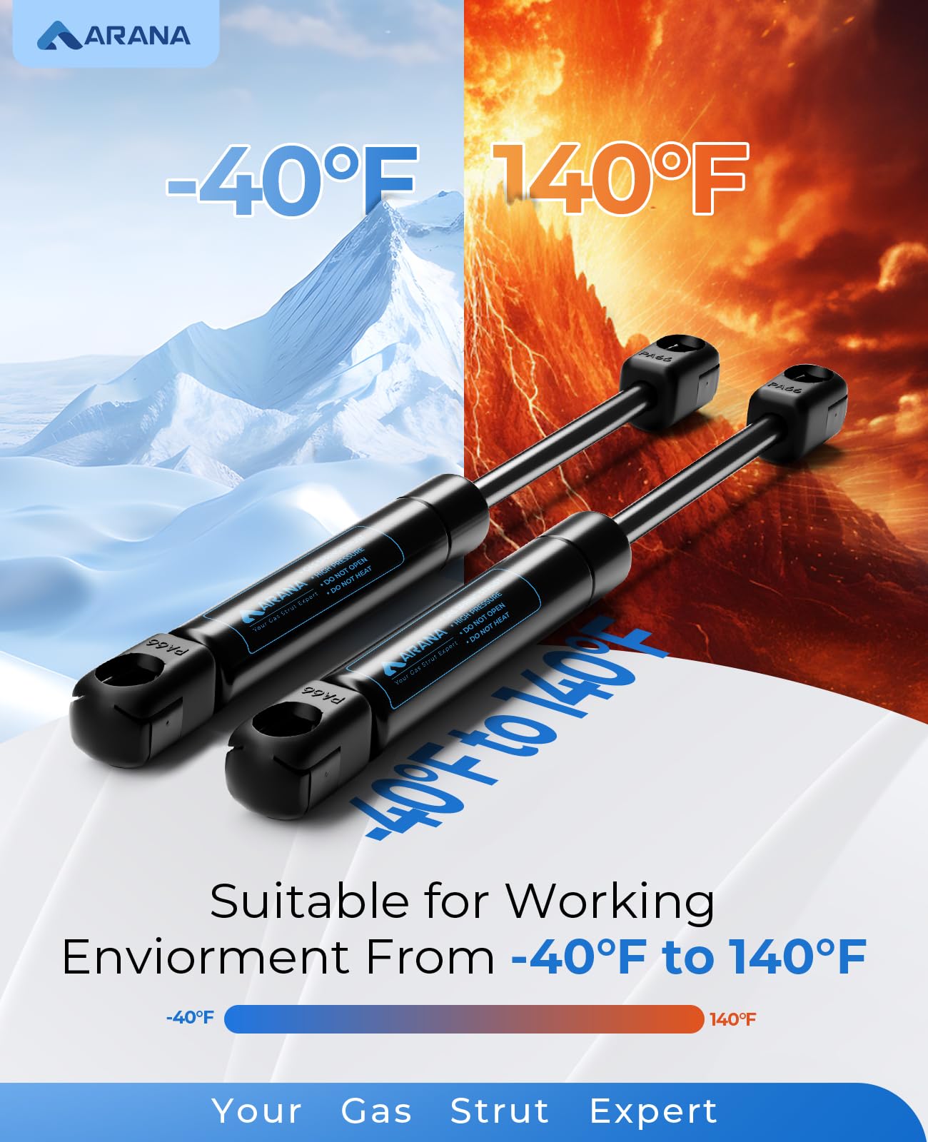 Arana 10 Inch Gas Struts Shocks Spring 35 Lb/156 N 10' Lift Support Props 4058 For Truck Tool Box Lids Weatherguard Toolbox Boat Storage Lid Cabinet Door Replacement Parts, 2 Pcs