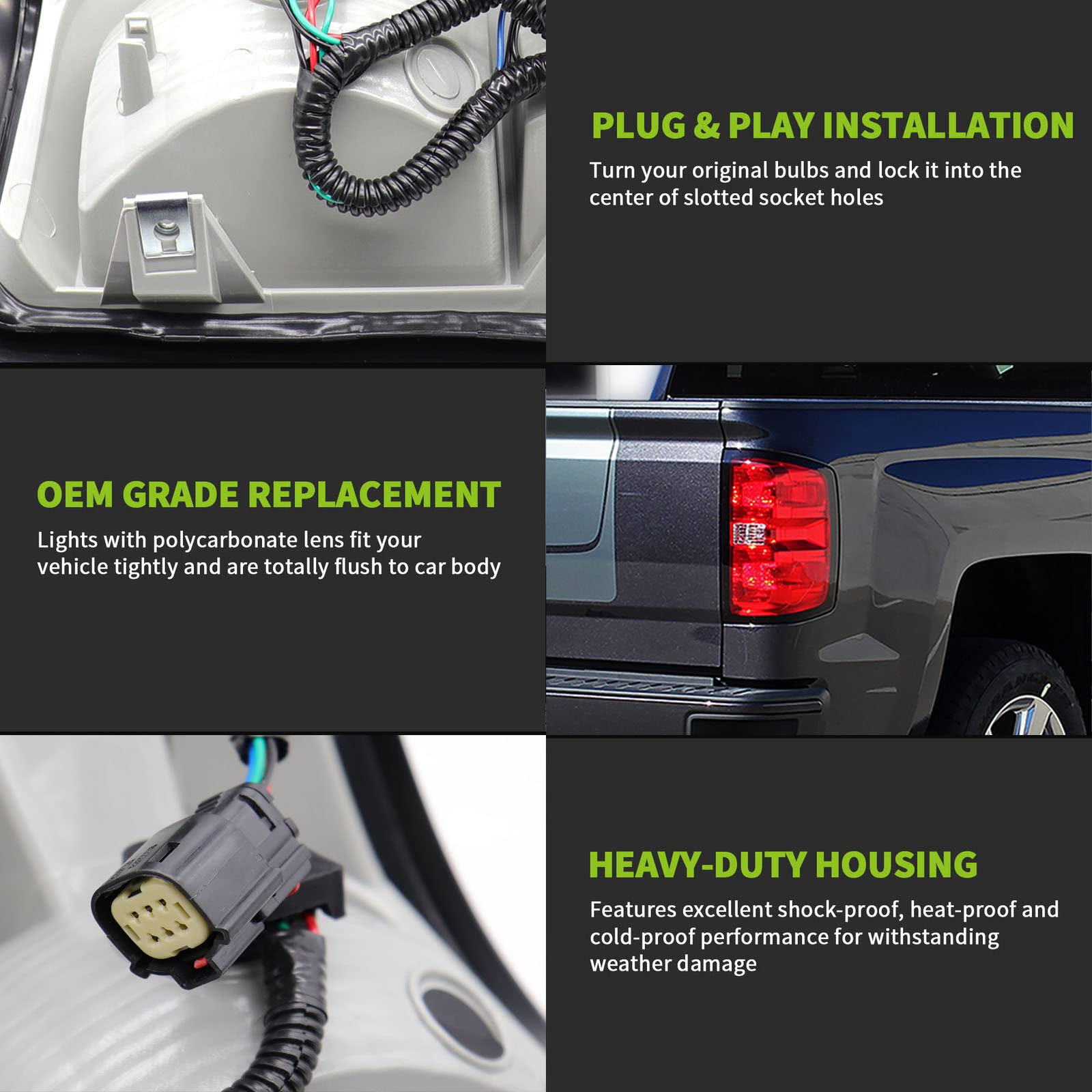 Mocw Factory Style Tail Light Compatible With 2016-2018 Chevrolet Silverado 1500 2500 Hd 3500Hd, Gmc Sierra 3500 Hd Taillight Br