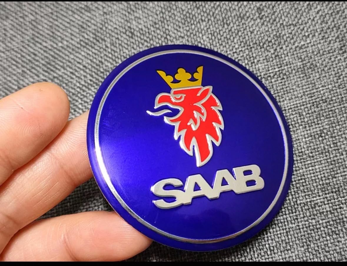 Jdclubs 4Pcs 2.22Inch Car Logo Abs Material Wheel Center Cap Sticker Wheel Emblem Badge Logo Stickers (Fit Saab Blue)