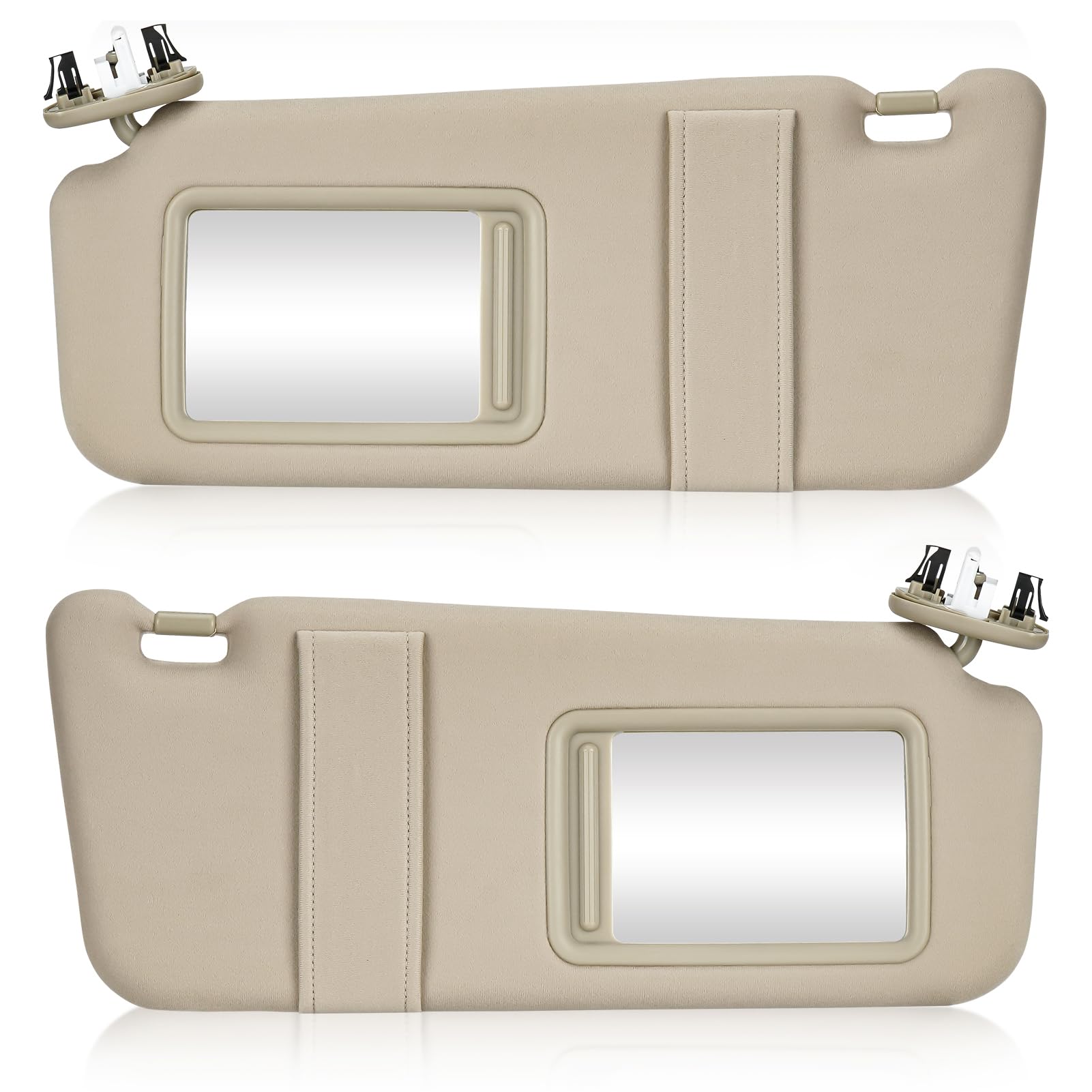 Left & Right Sun Visor With Light For Toyota Camry 2007-2011 With Sunroof, Driver & Passenger Side Beige Sunvisor Replace 74320-