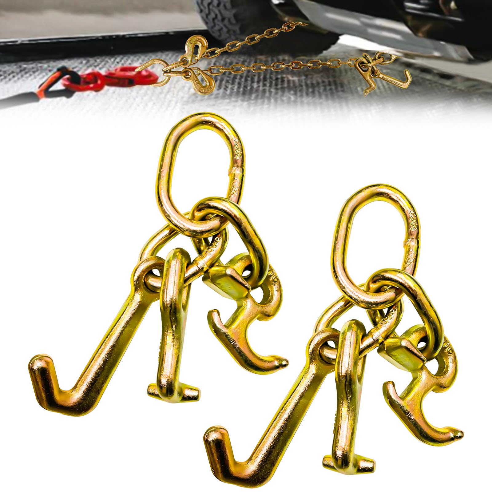SENKEYFE RTJ Cluster Hooks 5400LBS, Towing Tie Down Cluster Hook 5/16'', G70 Tow Bridle Hook Truck Accessories Equipment, J Hook