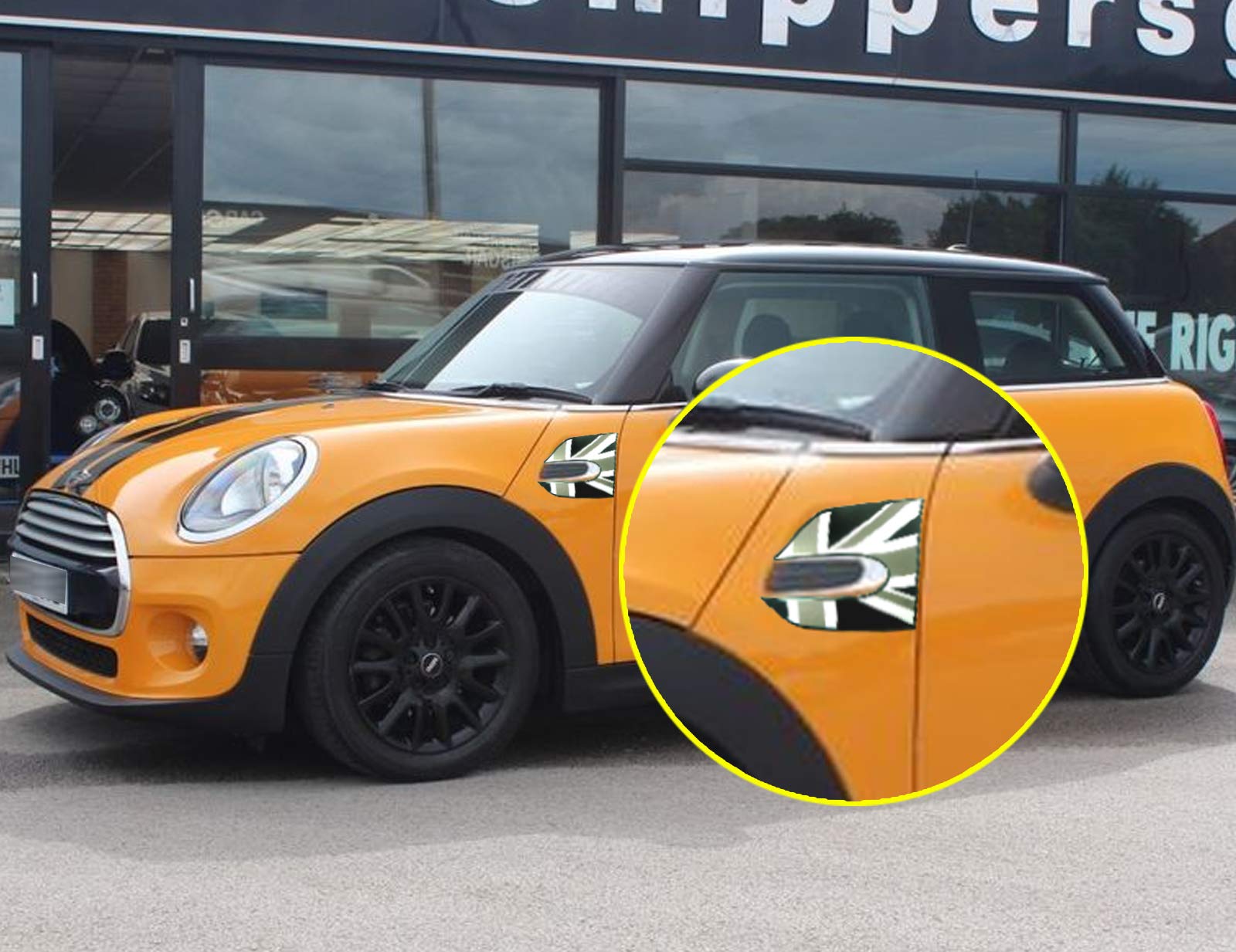 Xotic Tech 2X Side Exterior Fender Scuttles Union Jack Style Decal Stickers Replacement Decoration Accessories,Compatible With Mini Cooper F55 2015+,F56 2014+(Black)