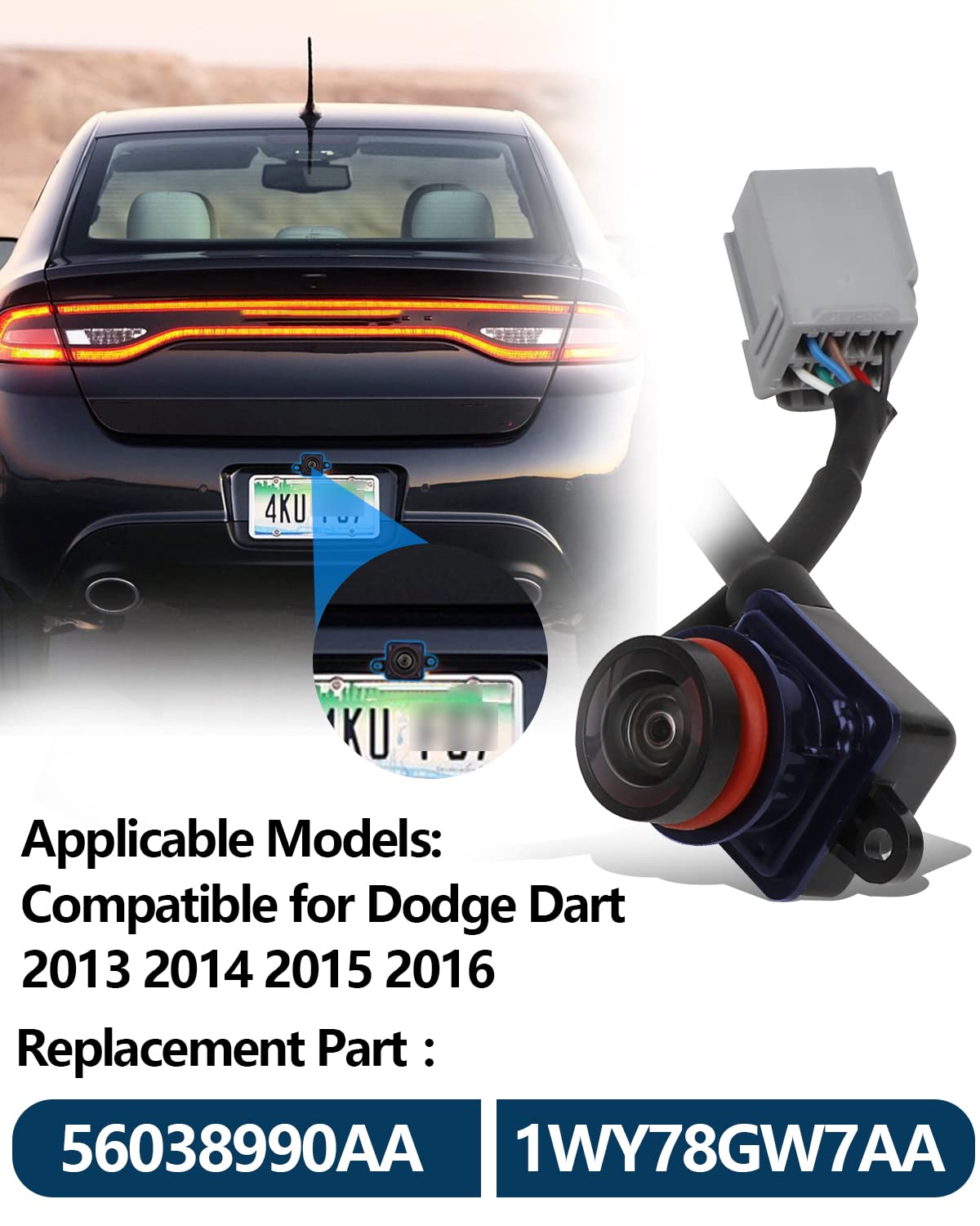 Backup Camera Rear Compatible For Dodge Dart 2013 2014 2015 2016 Reverse Camera Replaces 56038990Aa 1Wy78Gw7Aa
