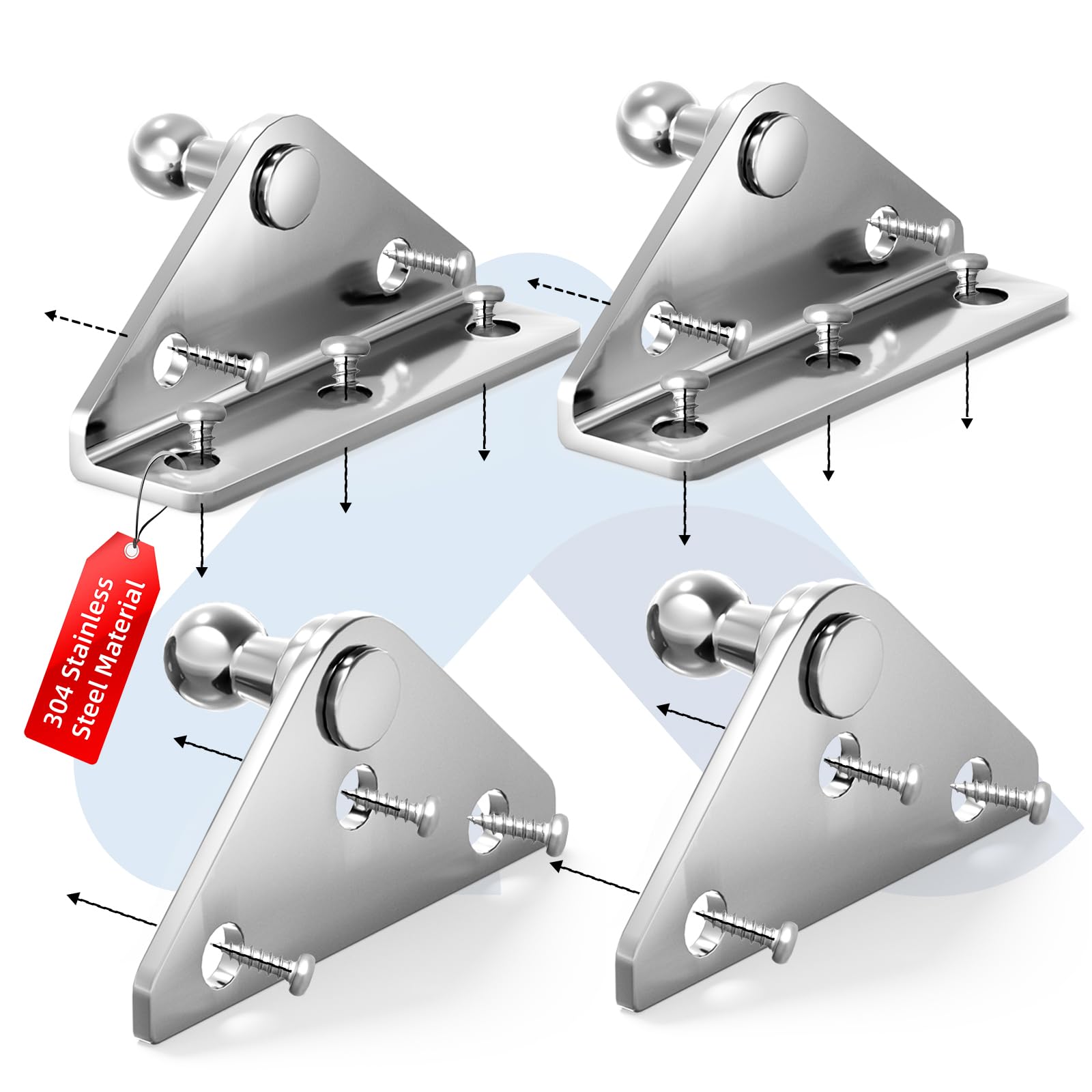 ARANA ?????????????????? ?????????? Ball Stud Mounting Bracket, 10MM Gas Struts Mount Brackets Stainless Steel for Universal Lif