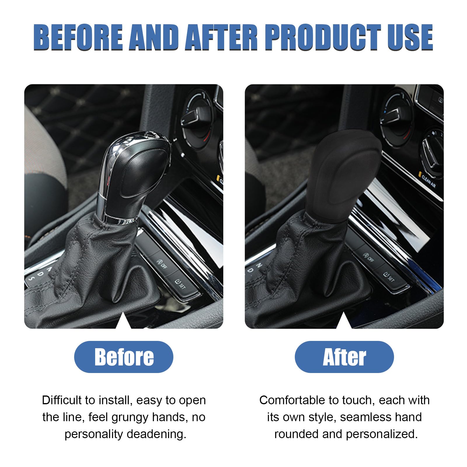 Ziciner 2Pcs Car Gear Shift Knob Cover, Elastic Silicone Car Automatic Shift Protect Accessories, Anti-Slip Auto Knob Gear Stick Protector, Car Interior Decoration (Old, Black)